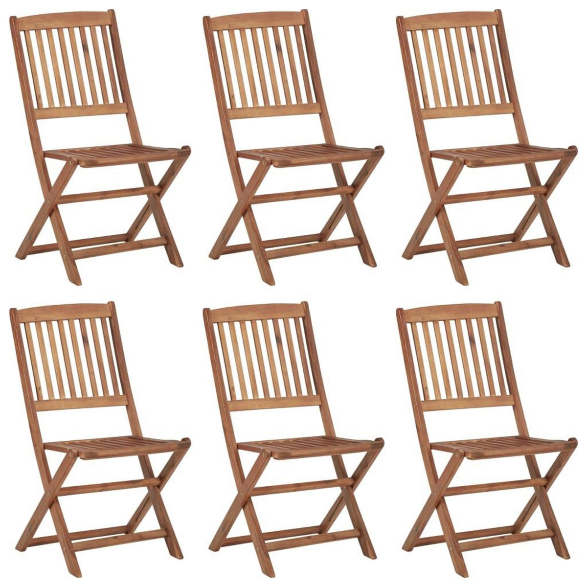 VIDAXL Chaises pliables d'exterieur lot de 6 Bois d'acacia solide