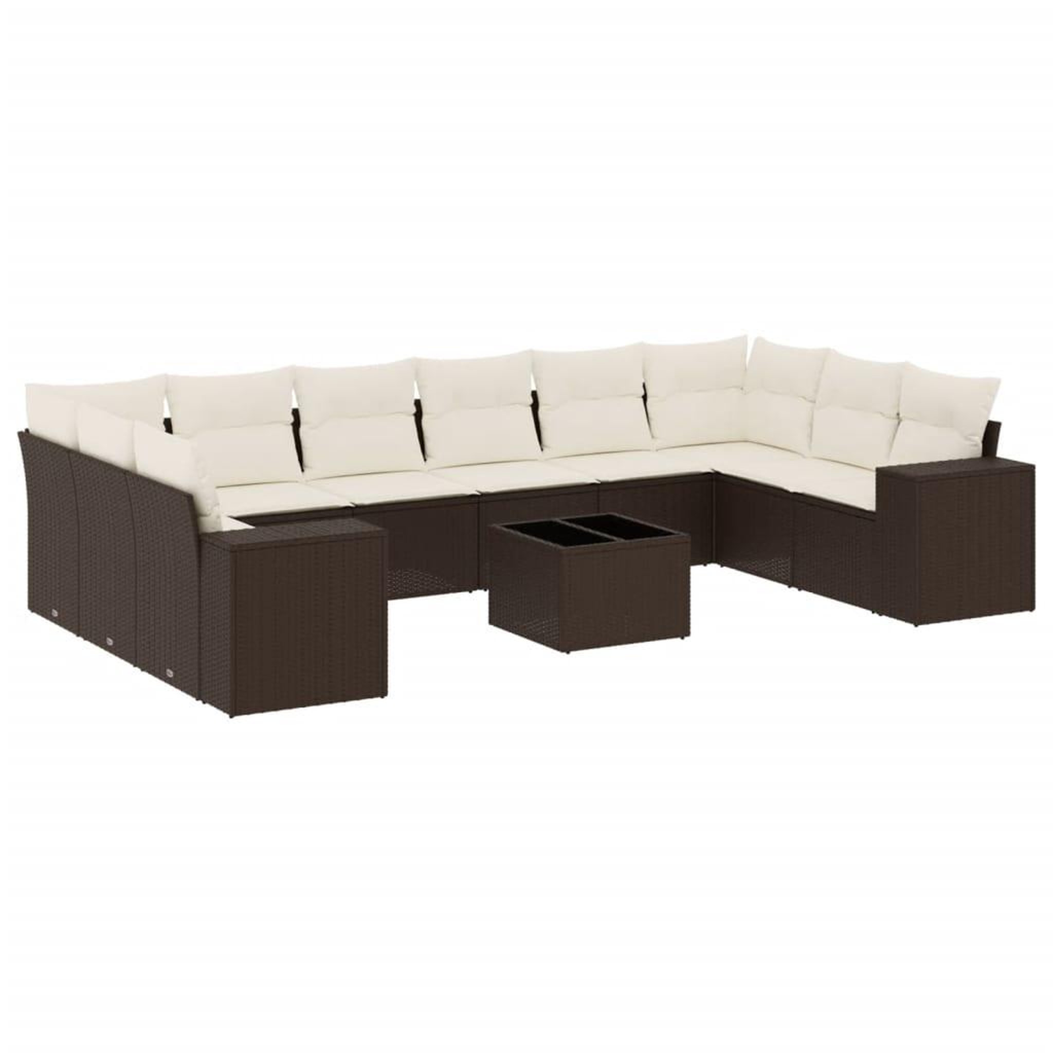 Voir la diapositive 2 : VIDAXL Salon de jardin et coussins 11 pcs marron resine tressee