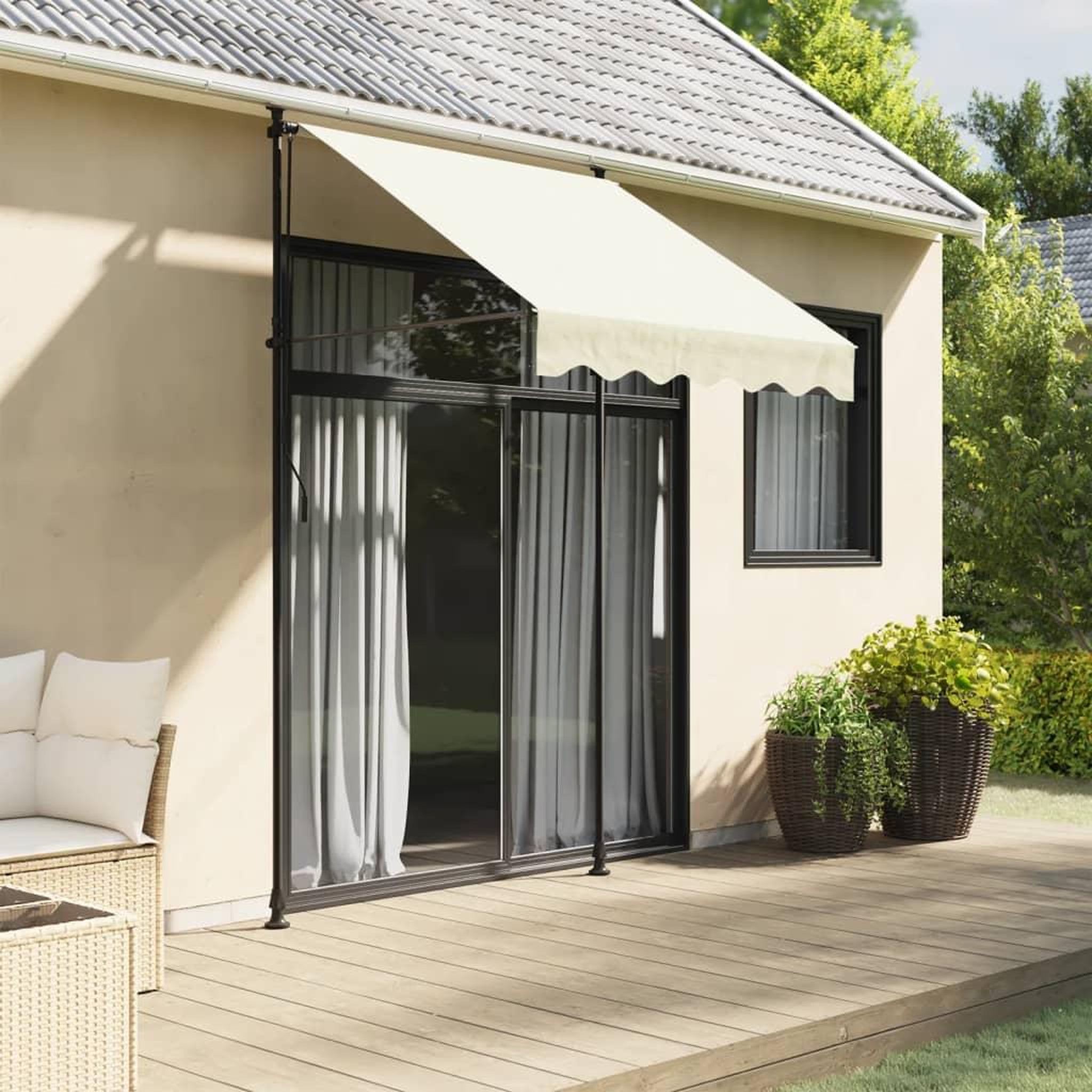 VIDAXL Auvent retractable creme 150x150 m tissu et acier
