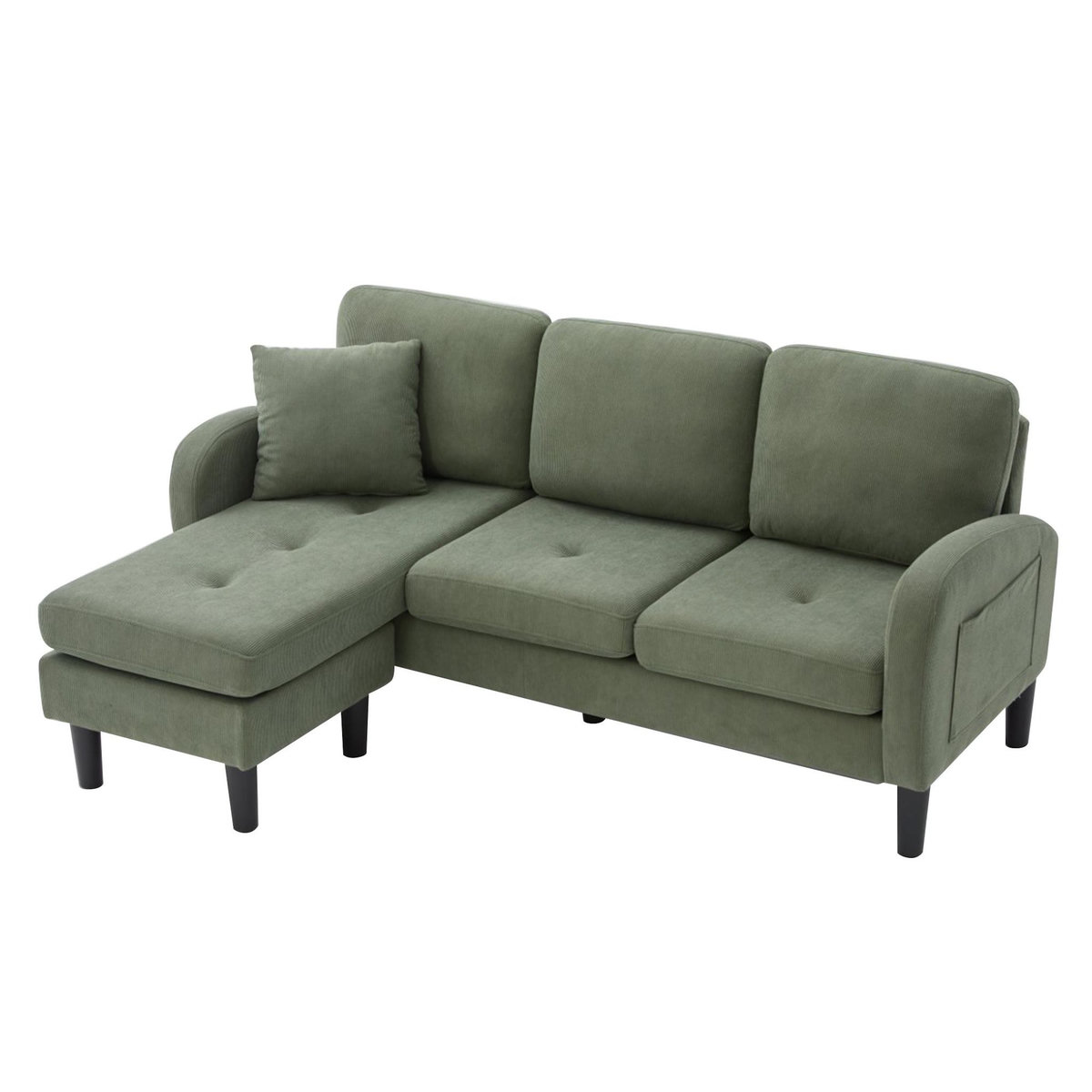 MERAX Canapé d'angle réversible fixe 3 places tissu