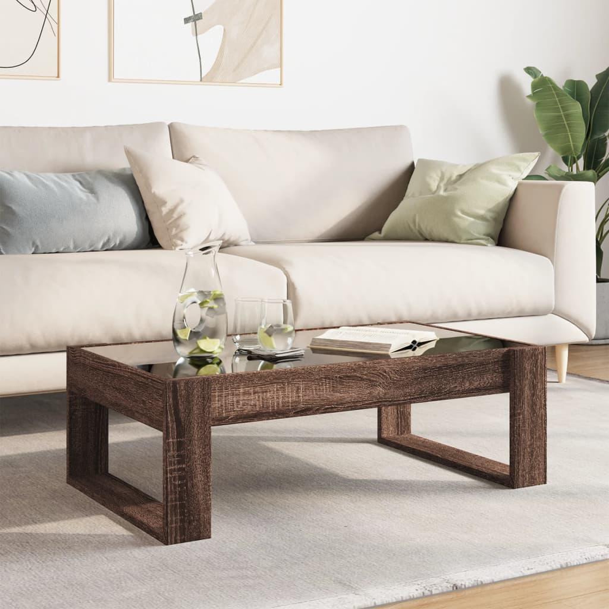 Voir la diapositive 4 : VIDAXL Table basse avec LED infini chene marron 90x53x30 cm