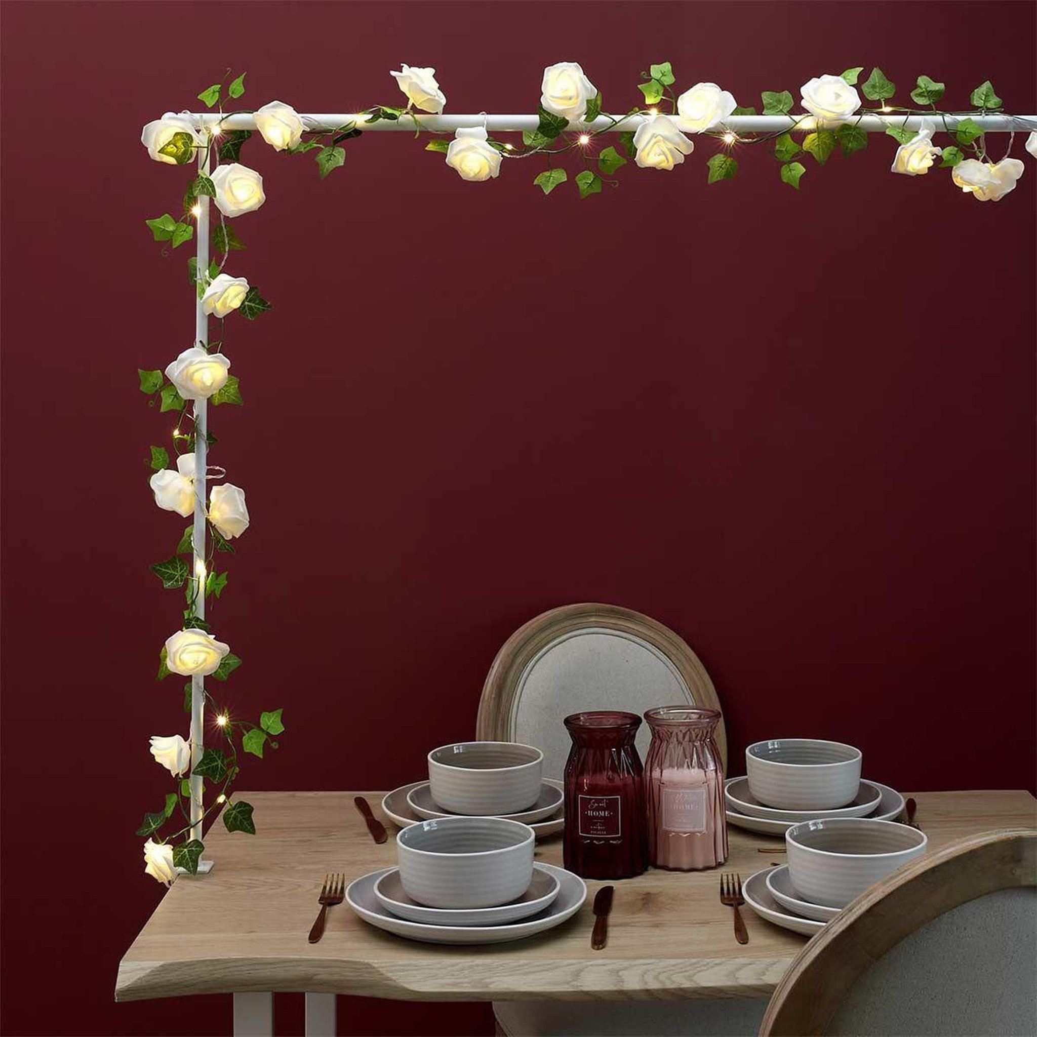 Voir la diapositive 5 : The Home Deco Factory Guirlande lumineuse 10 led  rose  180cm blanc