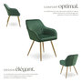 Voir la diapositive 3 : tectake Chaise de salle à manger en velours matelassé et rembourré vert foncé/or