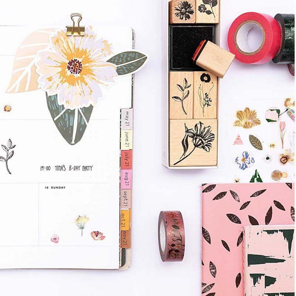 RICO DESIGN Lot de 2 carnet de notes - Corail et Doré - A5