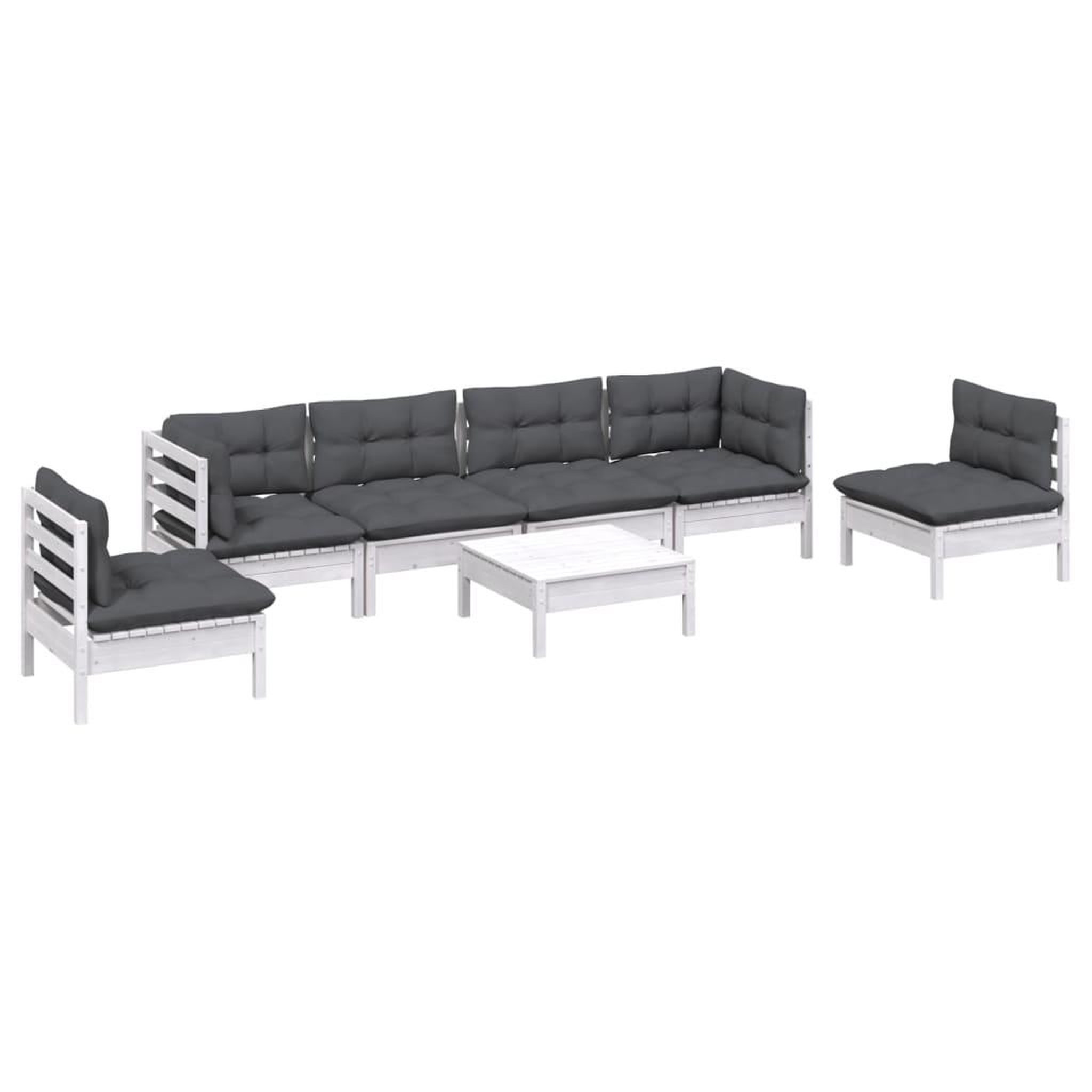 Voir la diapositive 3 : VIDAXL Salon de jardin 7 pcs avec coussins bois de pin massif