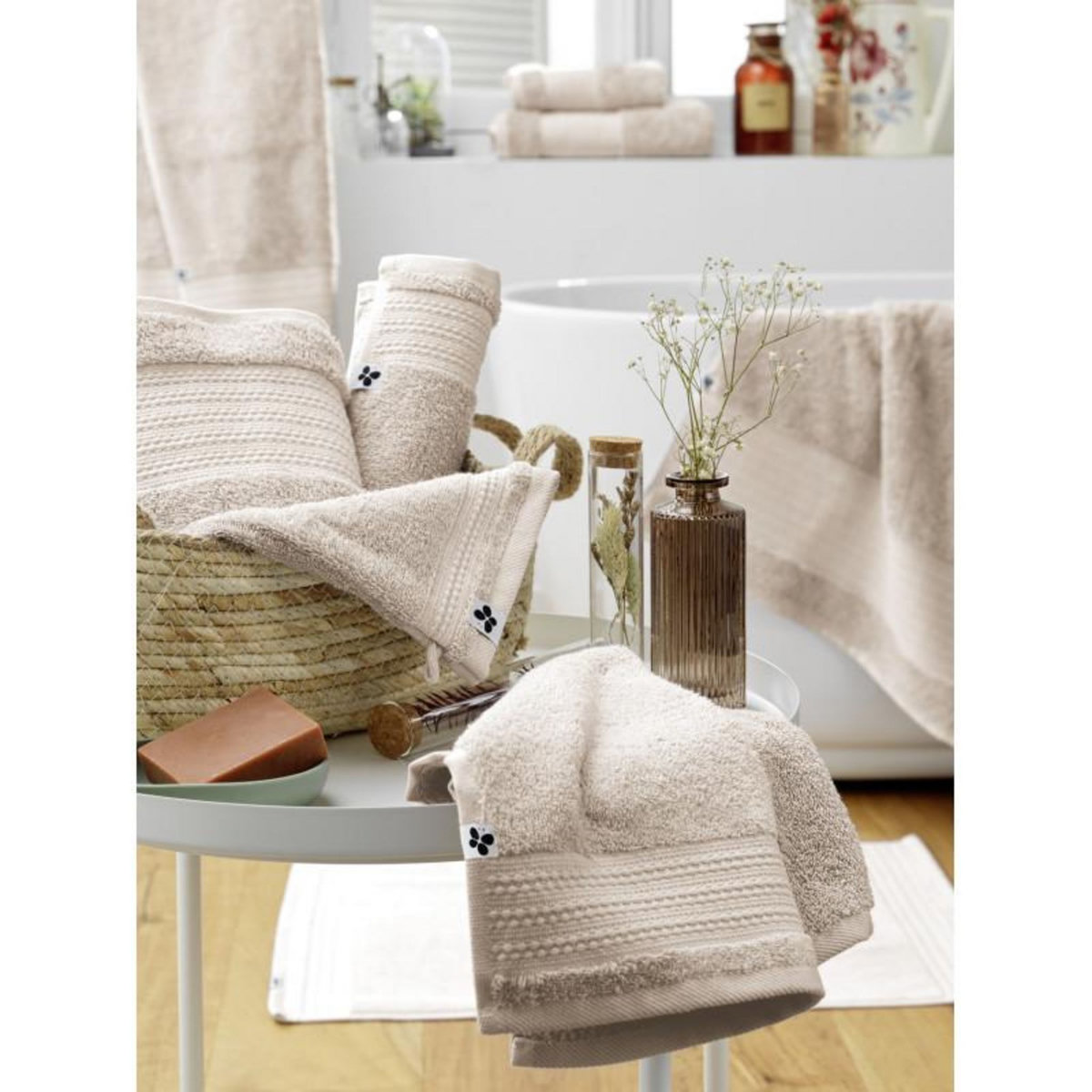 L EFFET PAPILLON Lot de 2 gants de toilette  Garance  15 x 21 cm / 100% Coton Bio / 600 gr/m² l'Effet Papillon -  - Lot de 2 Gants de toilette 15 x 21 cm
