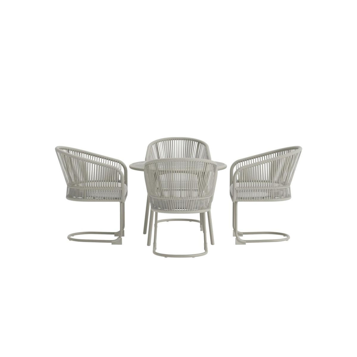 Paris Prix Ensemble Table de Jardin & 4 Chaises  Tilos  90cm Gris