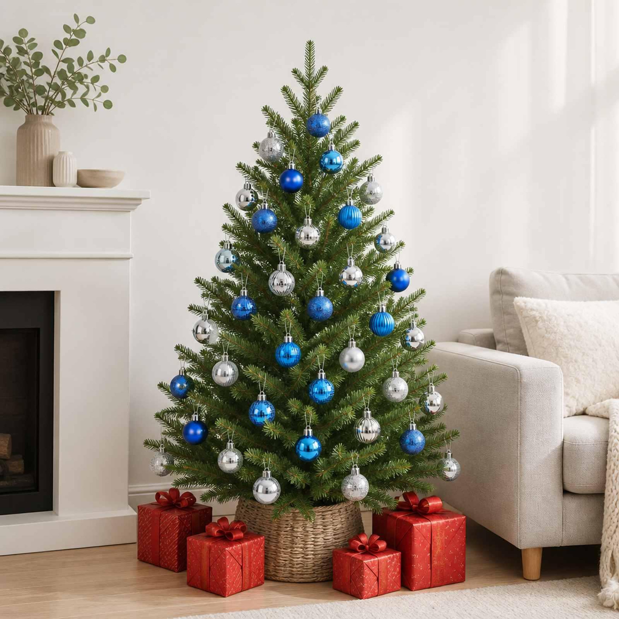 Voir la diapositive 2 : VIDAXL Ensemble de boules de Noël 150 pc Bleu et argente Diam. 3 cm