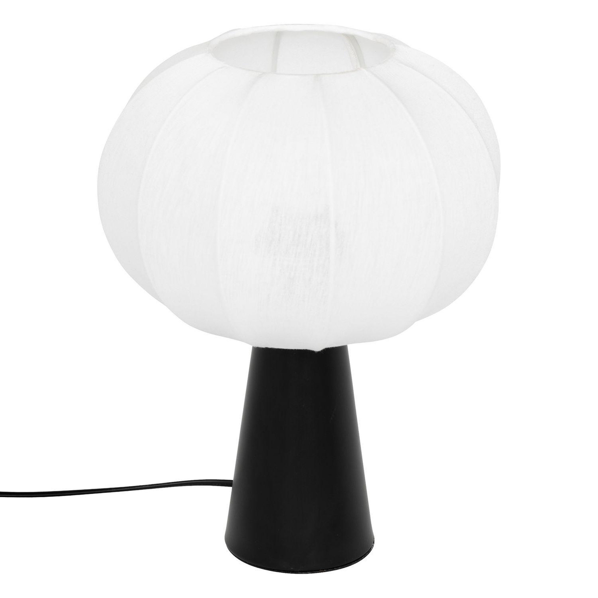 ATMOSPHERA Lampe à poser en métal et coton tobie - h. 33 cm - blanc et noir