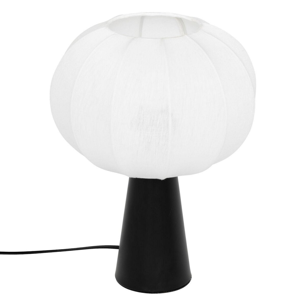 ATMOSPHERA Lampe à poser en métal et coton TOBIE - H. 33 cm - Blanc et noir