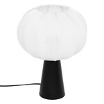 ATMOSPHERA Lampe à poser en métal et coton TOBIE - H. 33 cm - Blanc et noir