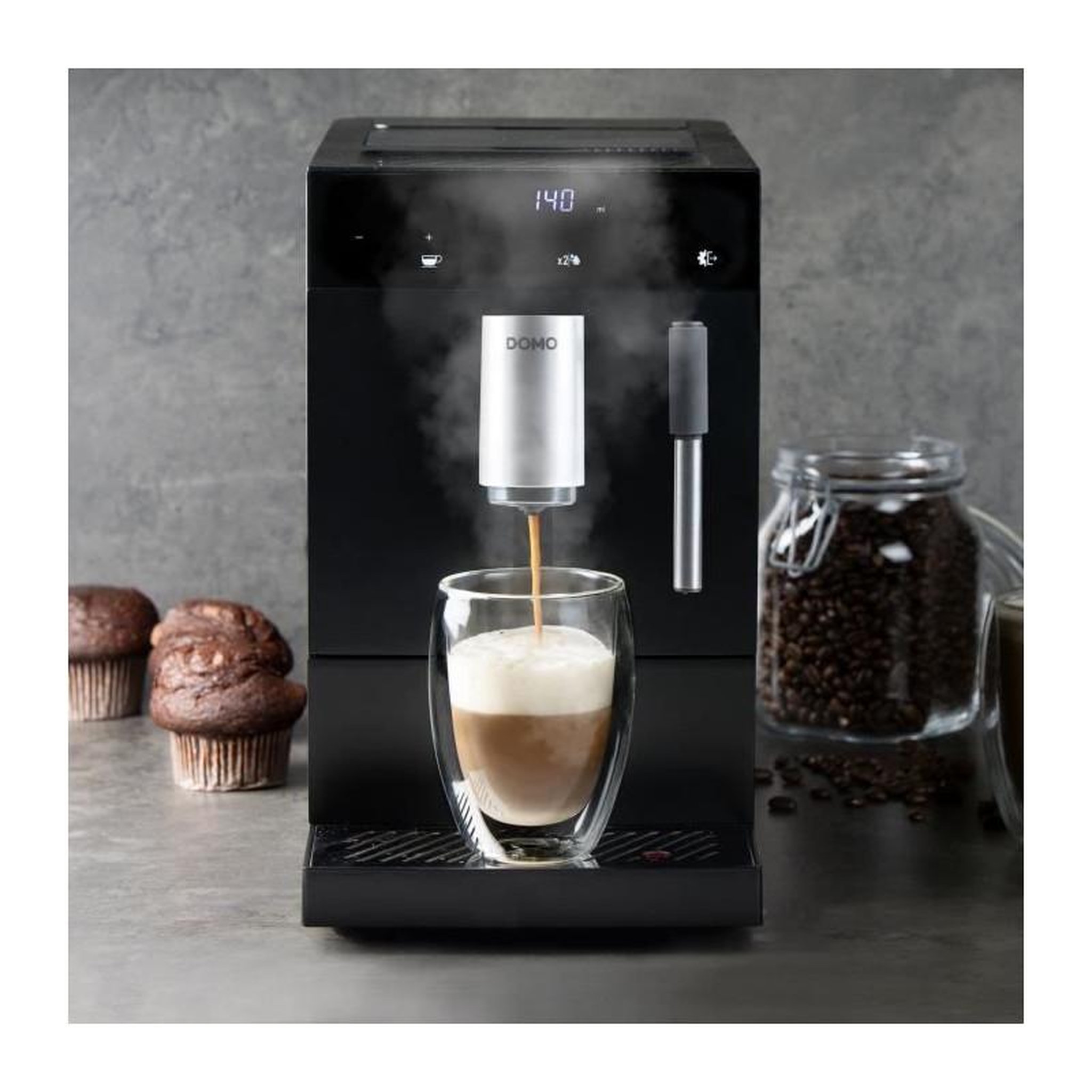Voir la diapositive 5 : Domo Robot café 19 bars noir - do1150k