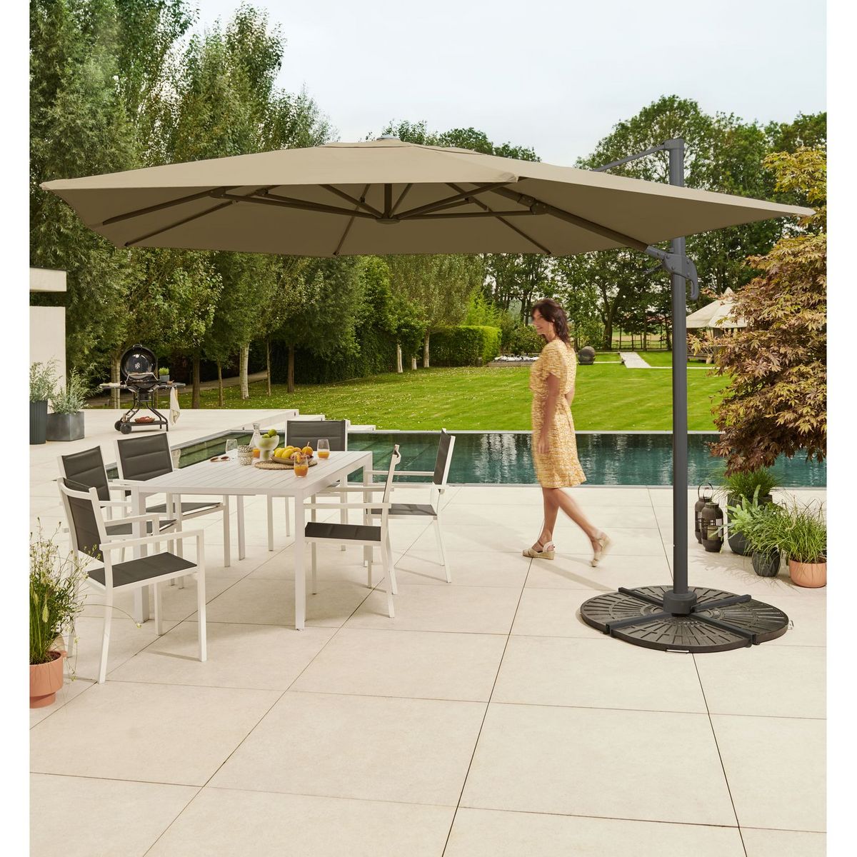 GARDENSTAR Parasol déporté 360° beige
