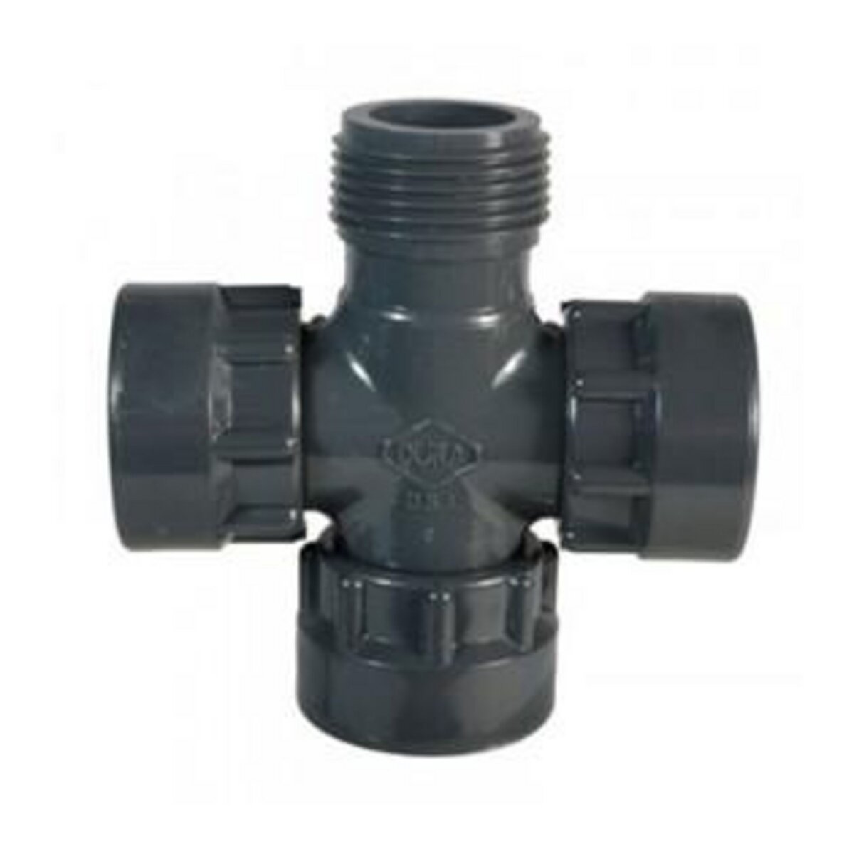 CENTRALE BRICO Croix union PVC - 1  Mâle x 1  Femelle x 1  Femelle x 1  Femelle