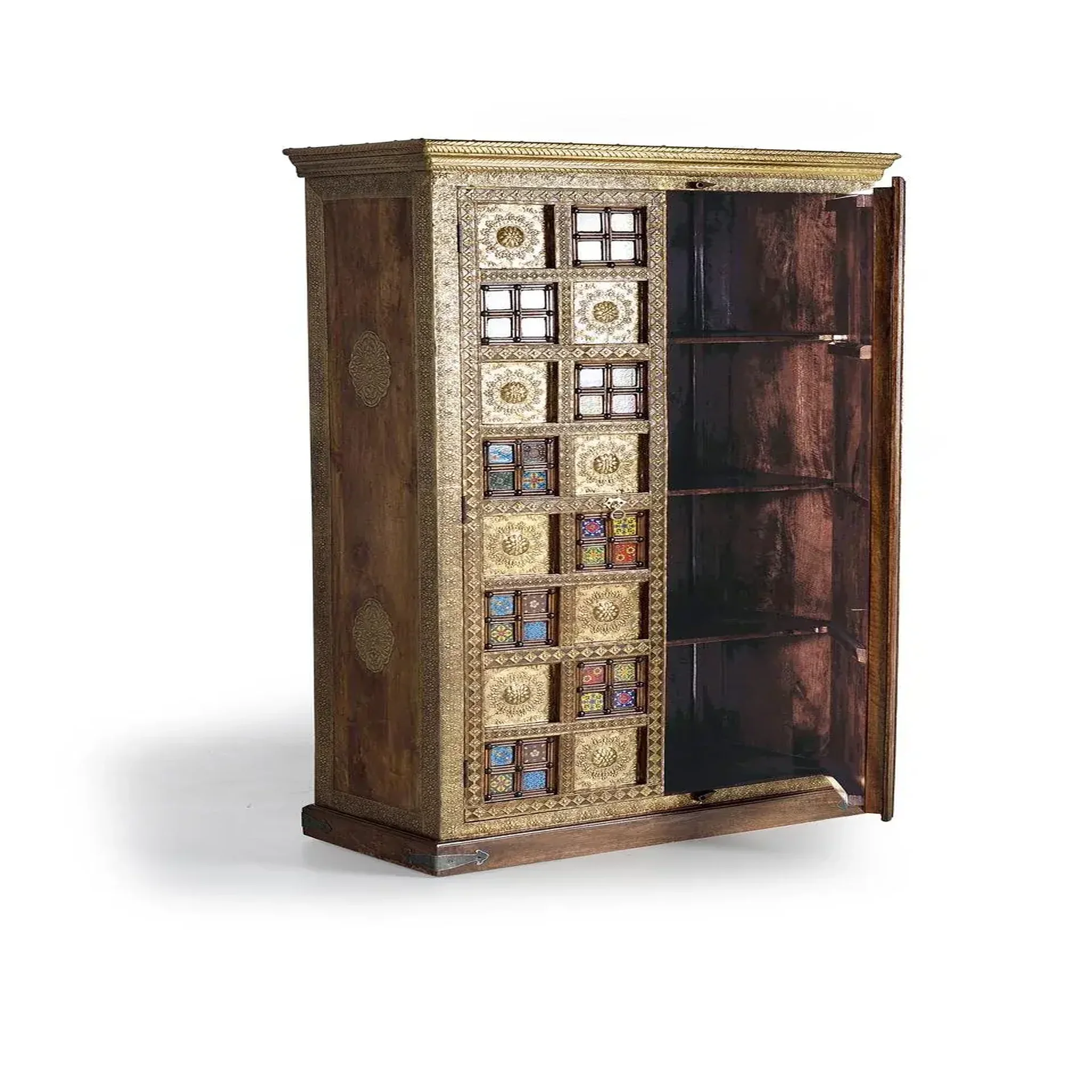 Voir la diapositive 4 : GINER Y COLOMER SL Armoire en bois d'acacia 100cm style artisanal ethnique