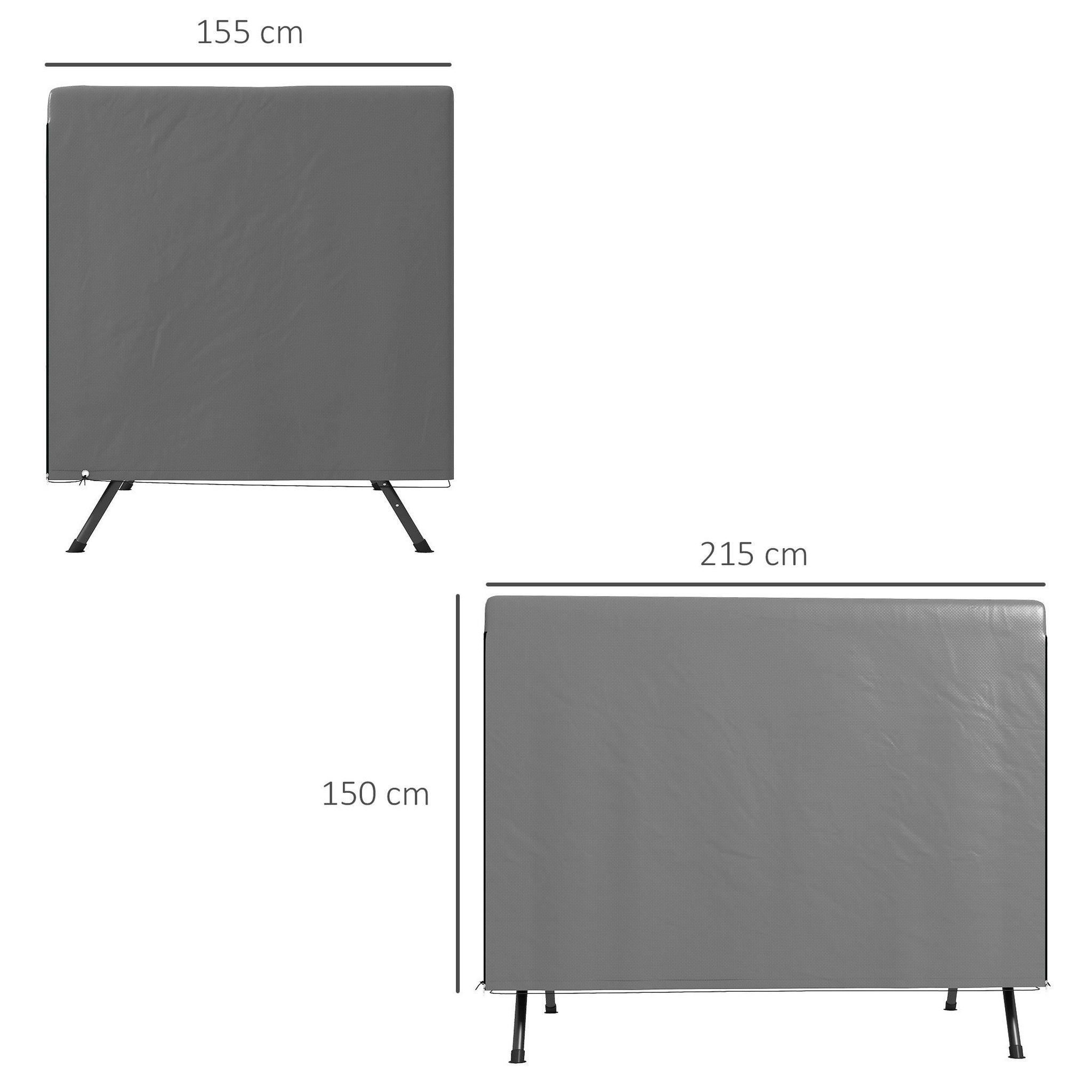 Voir la diapositive 3 : OUTSUNNY Housse de protection balancelle de jardin bâche étanche dim. 2,15l x 1,55l x 1,5h m pe gris