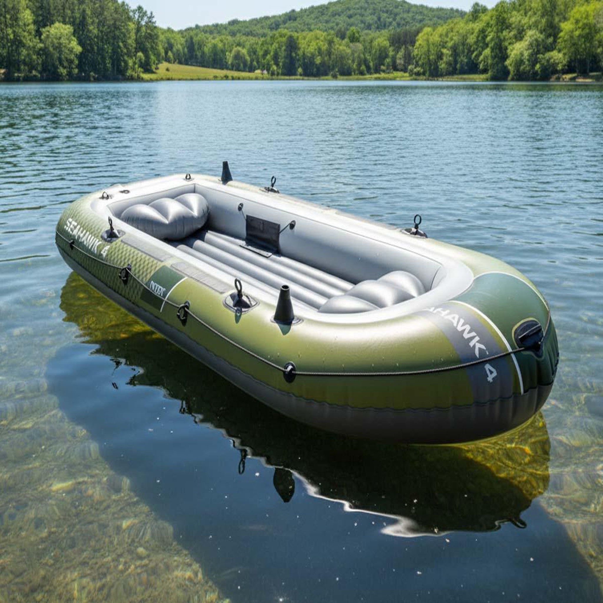 Voir la diapositive 4 : INTEX Kit bateau gonflable 4 places Seahawk 4 avec rames et gonfleur - Intex