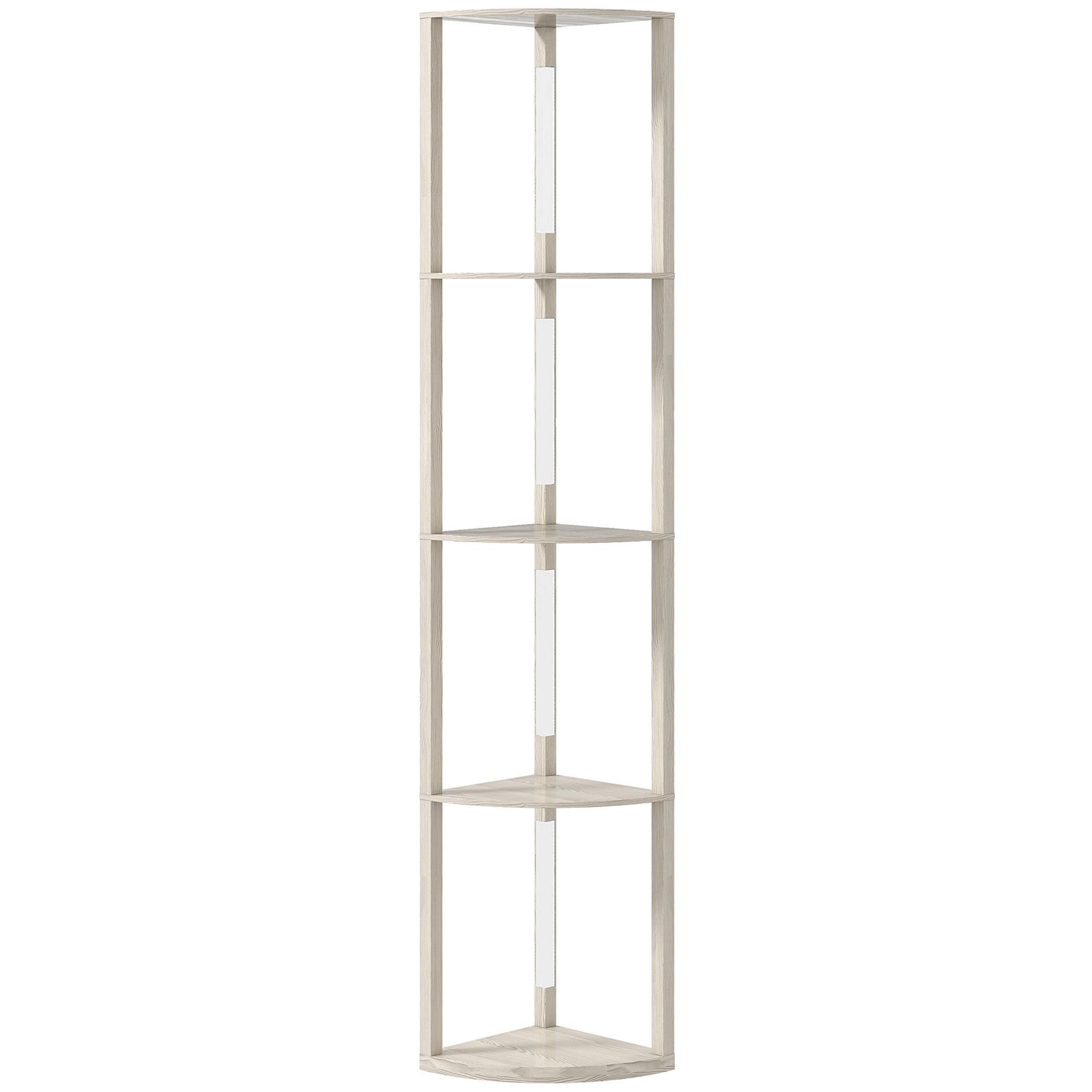 HOMCOM Lampadaire étagère led d'angle réglable 4 niveaux design bois clair