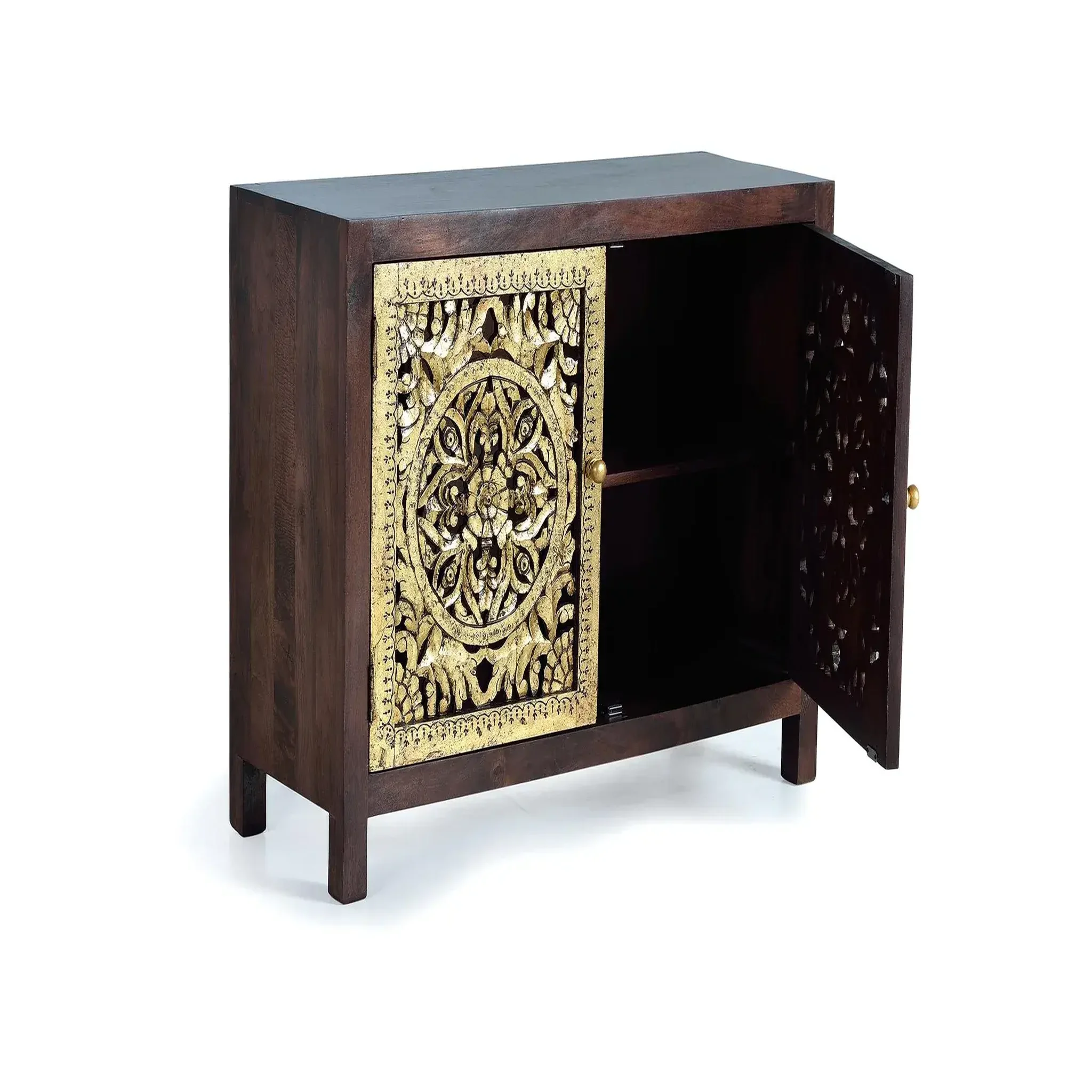 Voir la diapositive 2 : GINER Y COLOMER SL Commode en bois de manguier 110 cm style boho sculpté