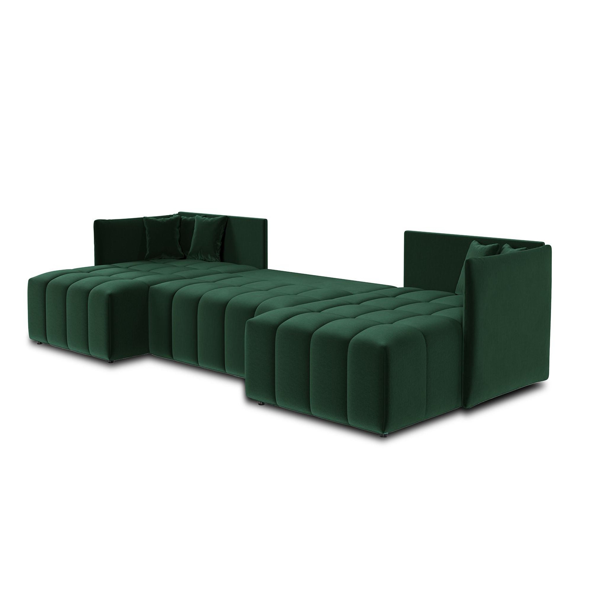 Voir la diapositive 2 : BEST MOBILIER Petra - canapé panoramique en u - 7 places - convertible - avec coffre - en velours