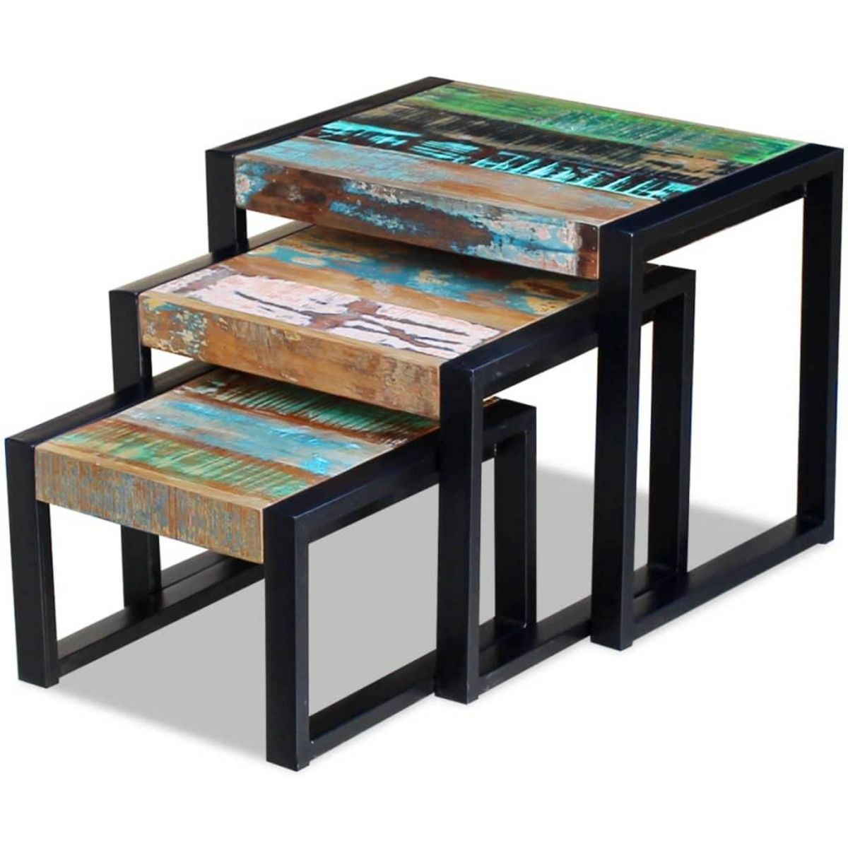 VIDAXL Tables gigognes 3 pcs Bois de recuperation massif
