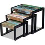 Voir la diapositive 3 : VIDAXL Tables gigognes 3 pcs Bois de recuperation massif