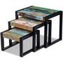 Voir la diapositive 3 : VIDAXL Tables gigognes 3 pcs Bois de recuperation massif