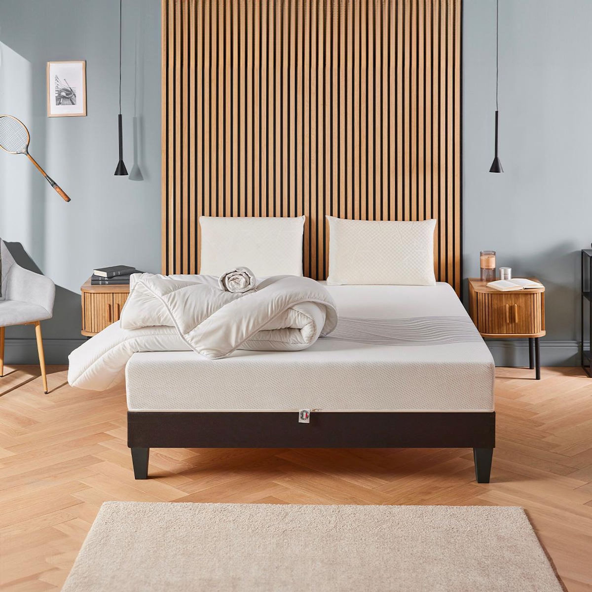 OLYMPE LITERIE OLYMPE LITERIE | Pack Prêt à dormir SENSITIVE | Matelas Mémoire de forme + Sommier + Accessoires