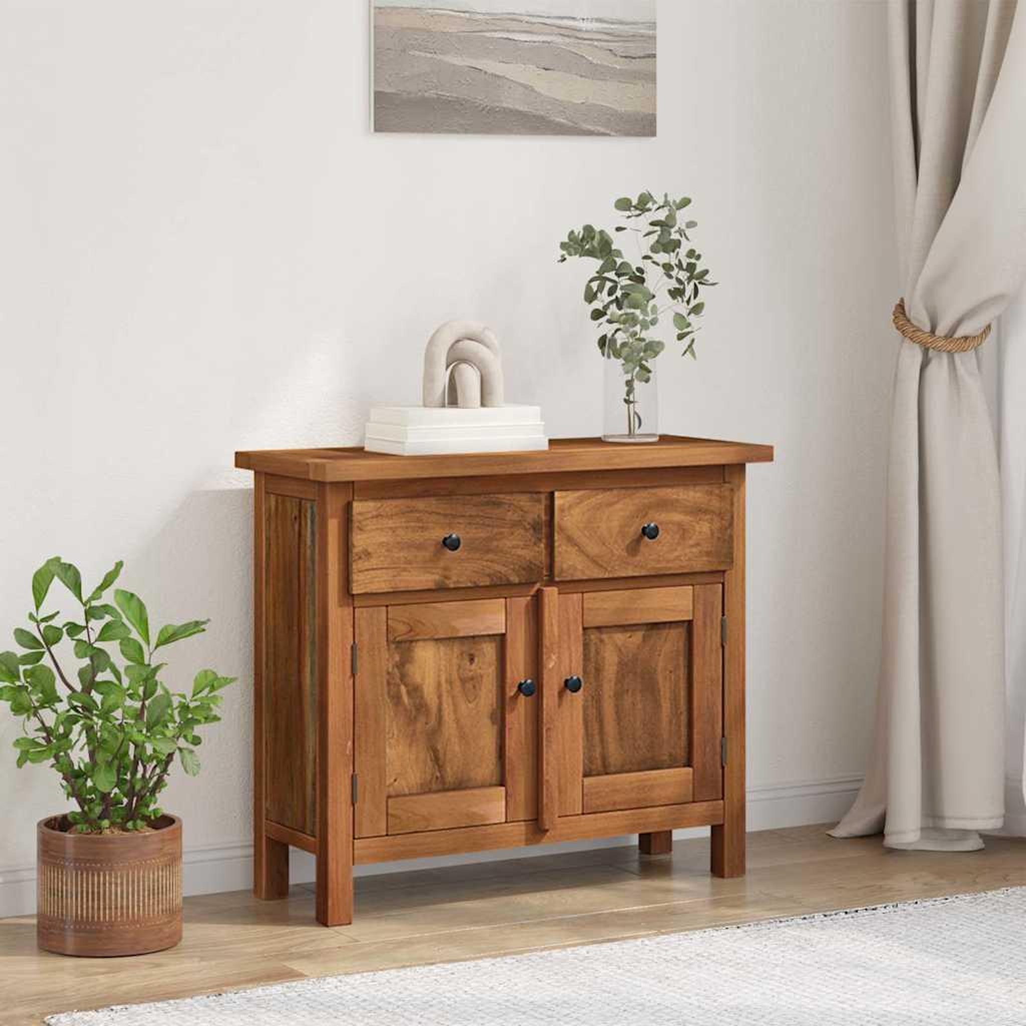 Voir la diapositive 2 : VIDAXL Buffet bois d'acajou massif 75x30x65 cm