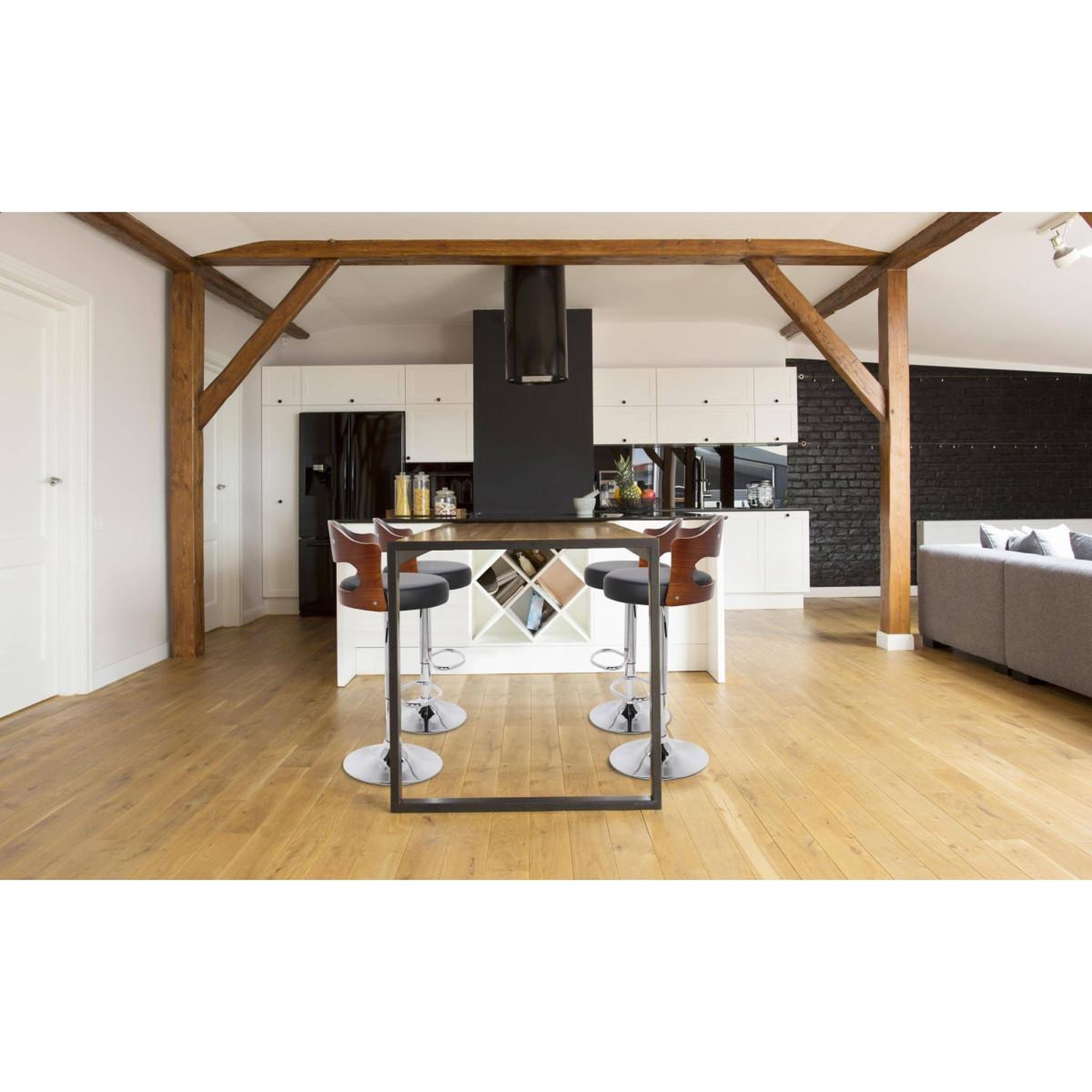 Voir la diapositive 6 : Paris Prix Lot de 4 chaises de bar  wilson  90-110cm noir & marron