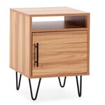 VS VENTA-STOCK Table de chevet Alma 1 porte coloris bois, pieds métal