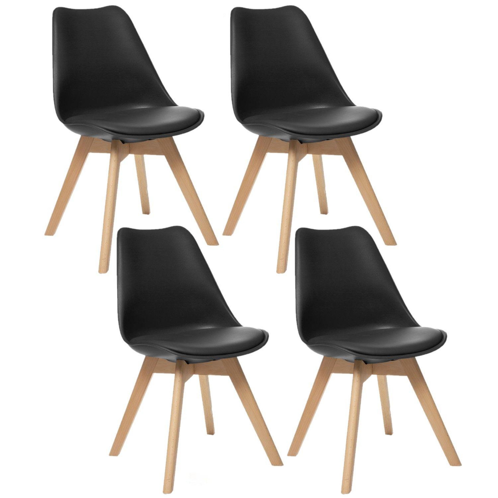 Voir la diapositive 1 : TOILINUX Lot de 4 chaises design scandinave baya