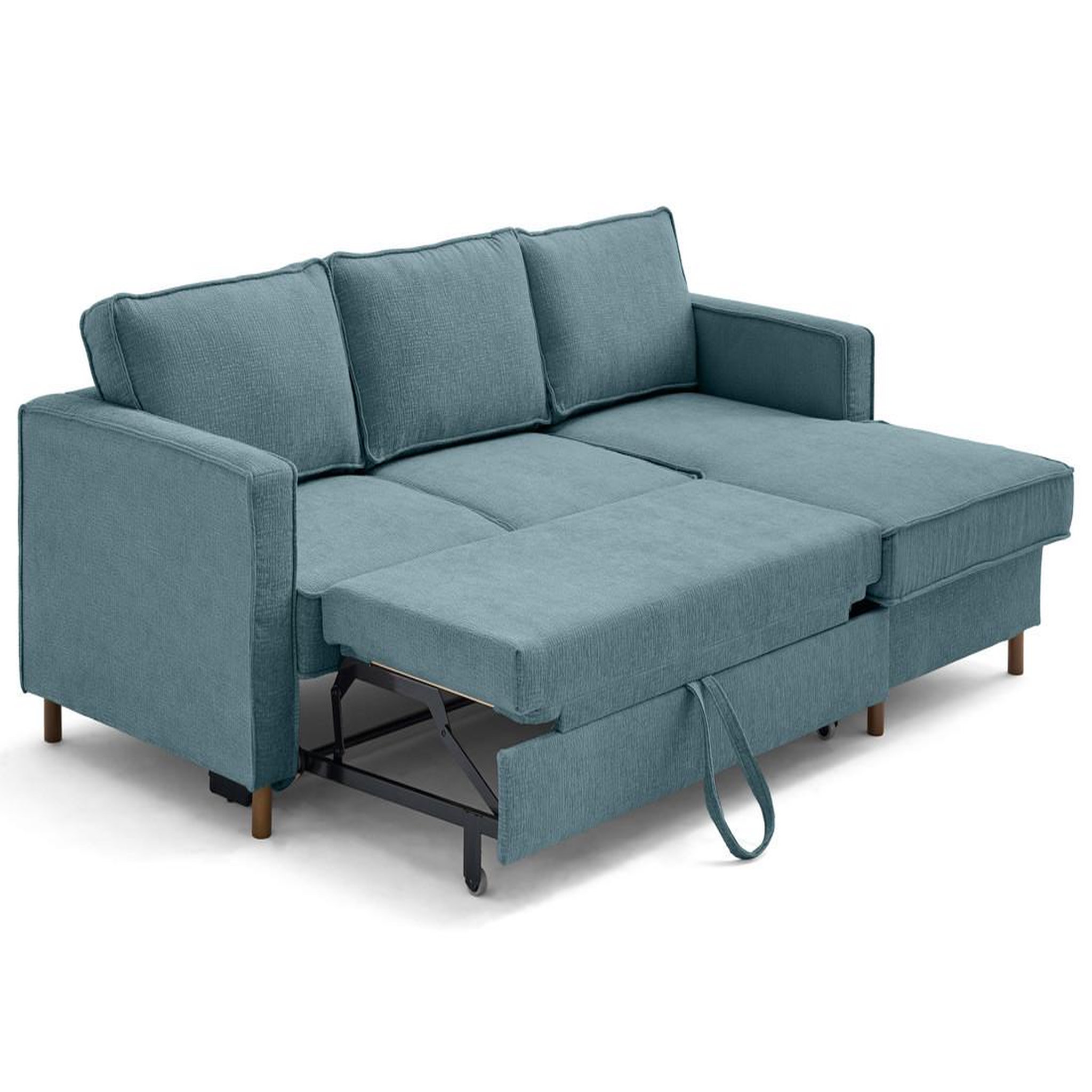 Voir la diapositive 2 : LISA DESIGN Jake - canapé d'angle droit 4 places convertible avec coffre en tissu velours relief