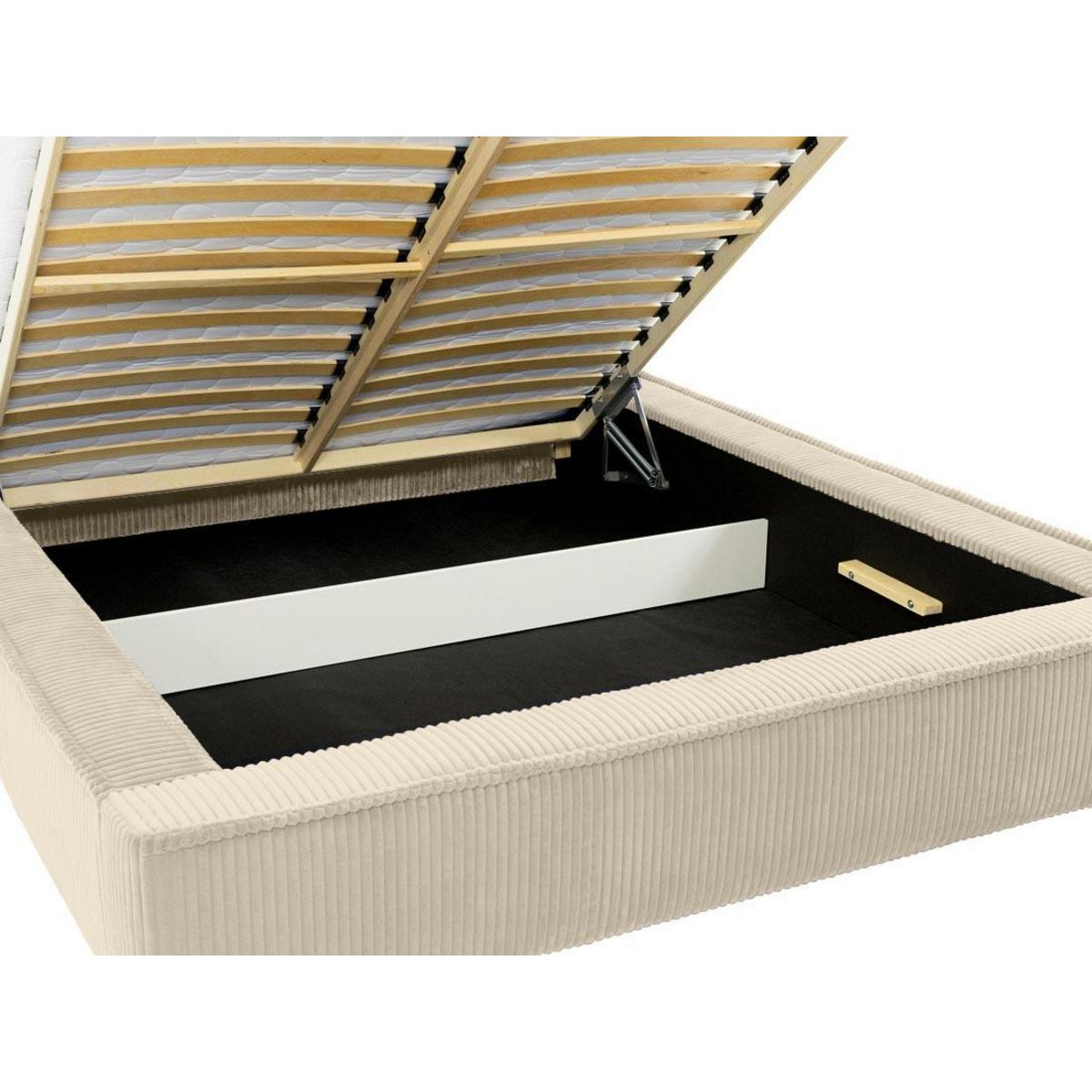 BEST MOBILIER Swan - lit coffre - 140x200 cm - sommier inclus - en velours côtelé grosses côtes