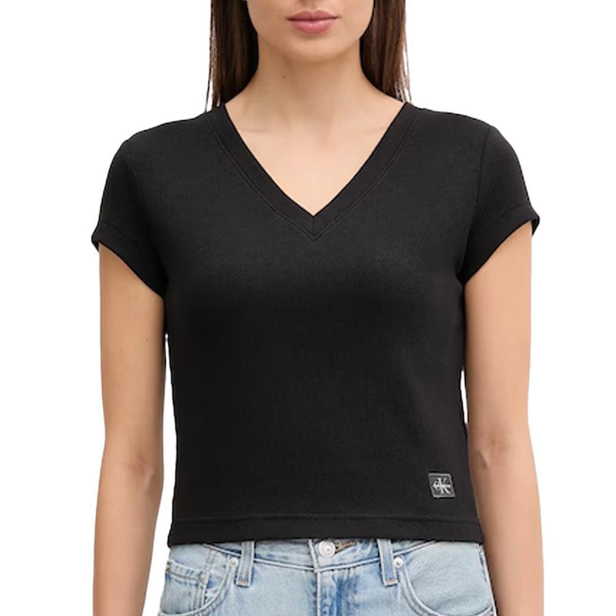 CALVIN KLEIN JEANS T Shirt  Femme Calvin Klein Jeans Label Ri cloud. Coloris disponibles : Noir