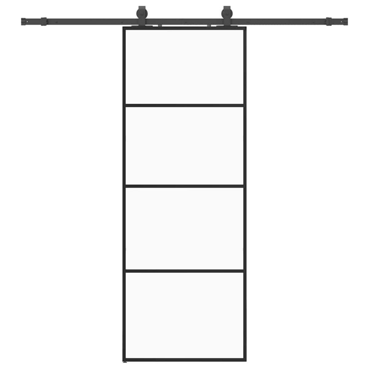 VIDAXL Porte coulissante kit de quincaillerie noir 76x205 cm verre ESG