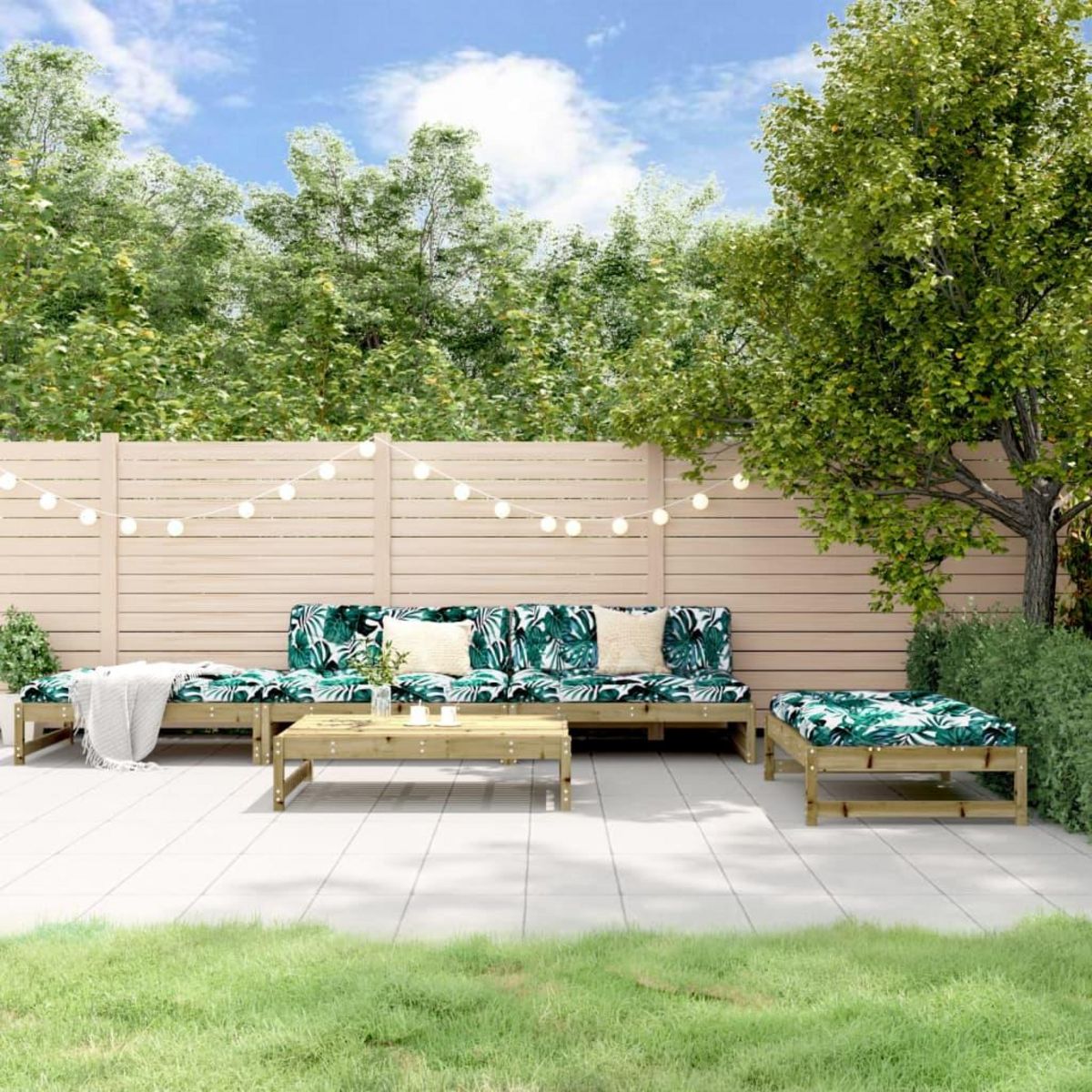 VIDAXL Salon de jardin 5 pcs avec coussins bois de pin impregne