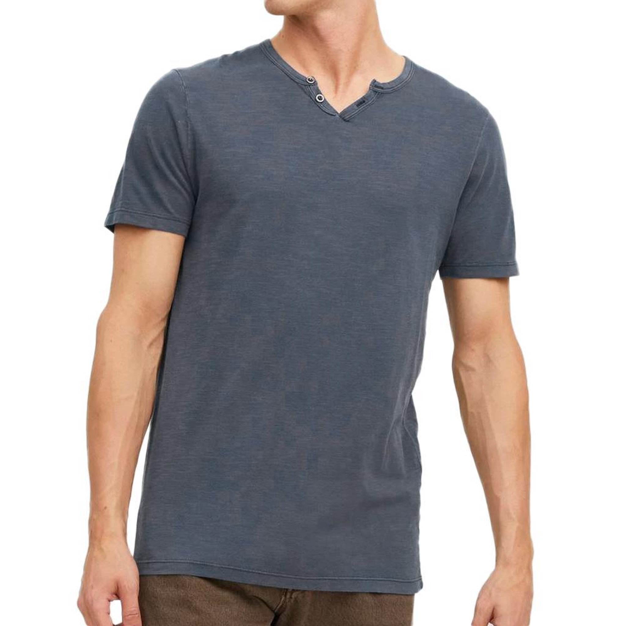 Jack & Jones T-shirt Bleu Homme Jack & Jones Split Neck. Coloris disponibles : Bleu