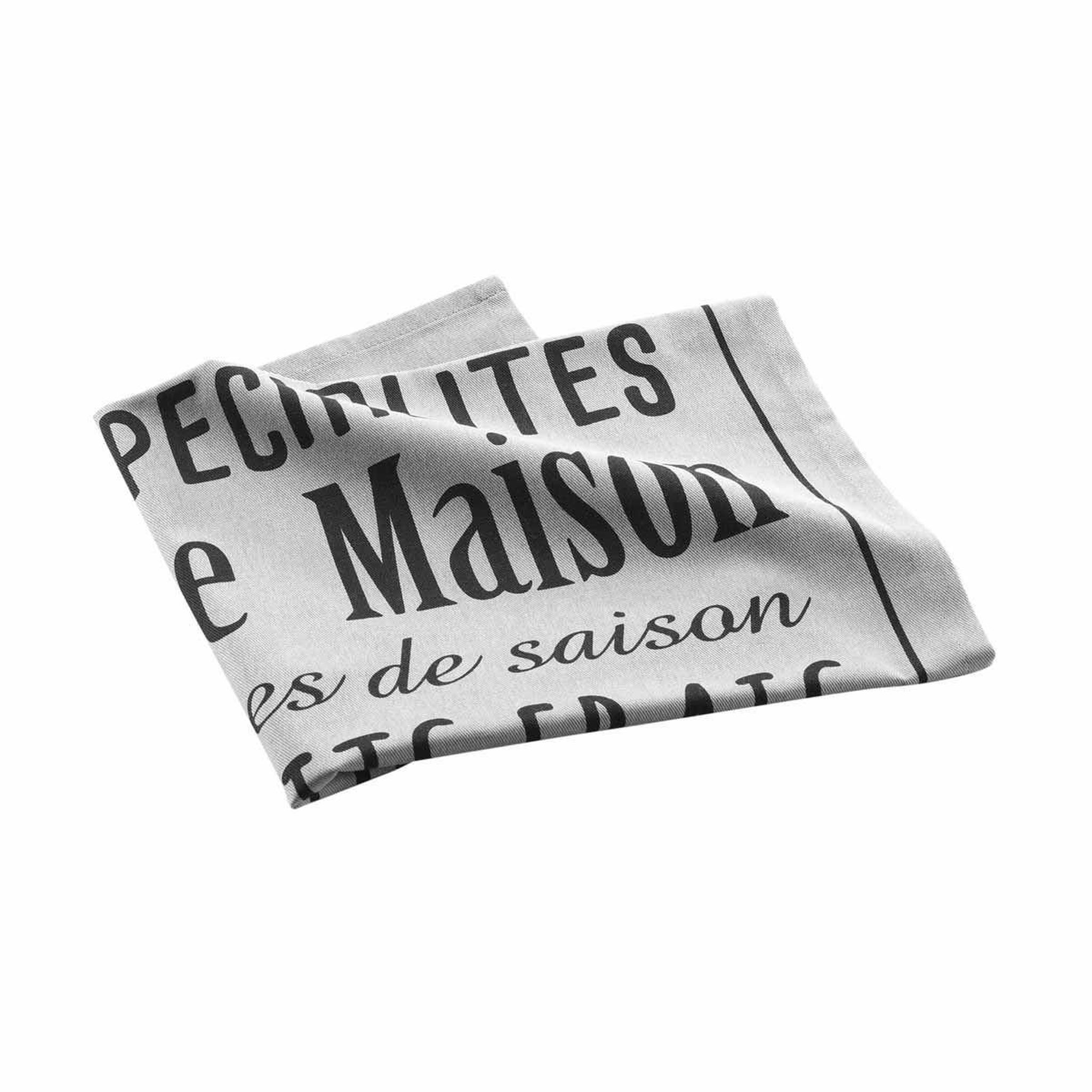 Douceur d'Intérieur Torchon de cuisine imprimé  popote  50x70cm gris