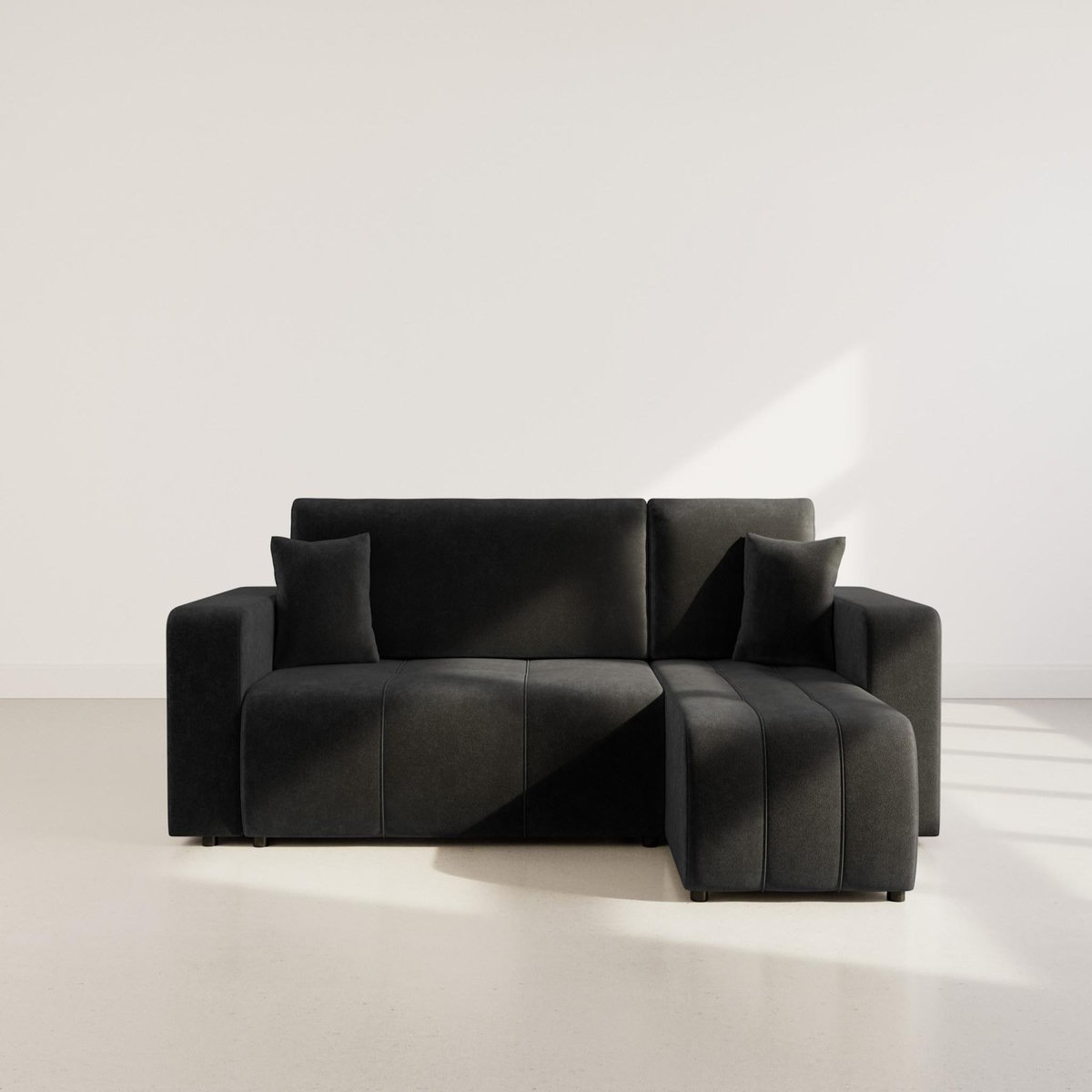 BEST MOBILIER Nicole - canapé d'angle réversible 4 places convertible avec coffre en tissu