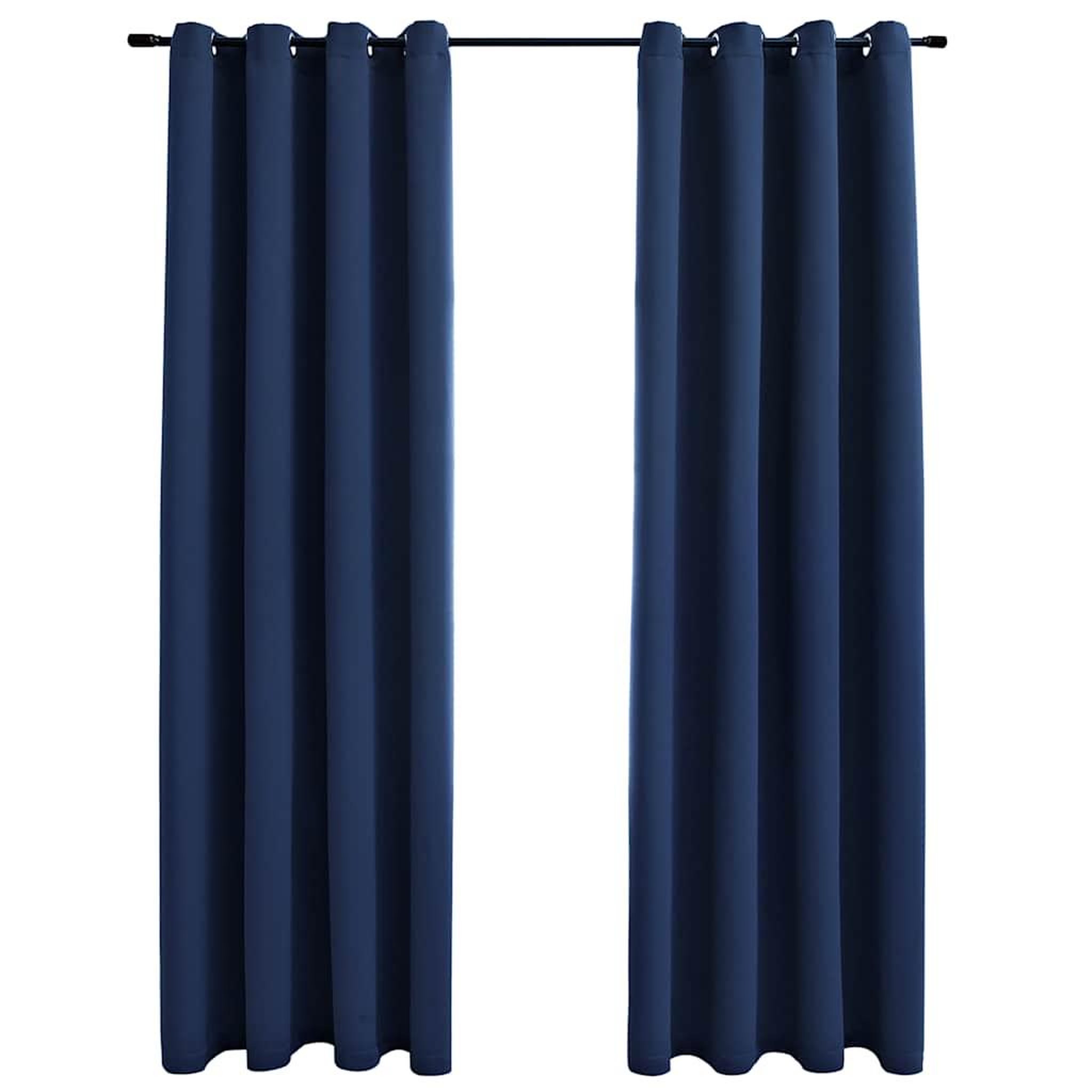 Voir la diapositive 2 : VIDAXL Rideaux occultants avec anneaux en metal 2 pcs Bleu 140x225 cm