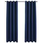 Voir la diapositive 2 : VIDAXL Rideaux occultants avec anneaux en metal 2 pcs Bleu 140x225 cm