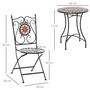 Voir la diapositive 3 : OUTSUNNY Ensemble bistro 2 places 3 pièces style fer forgé mosaïque céramique motif rose des vents chaises pliables métal époxy noir
