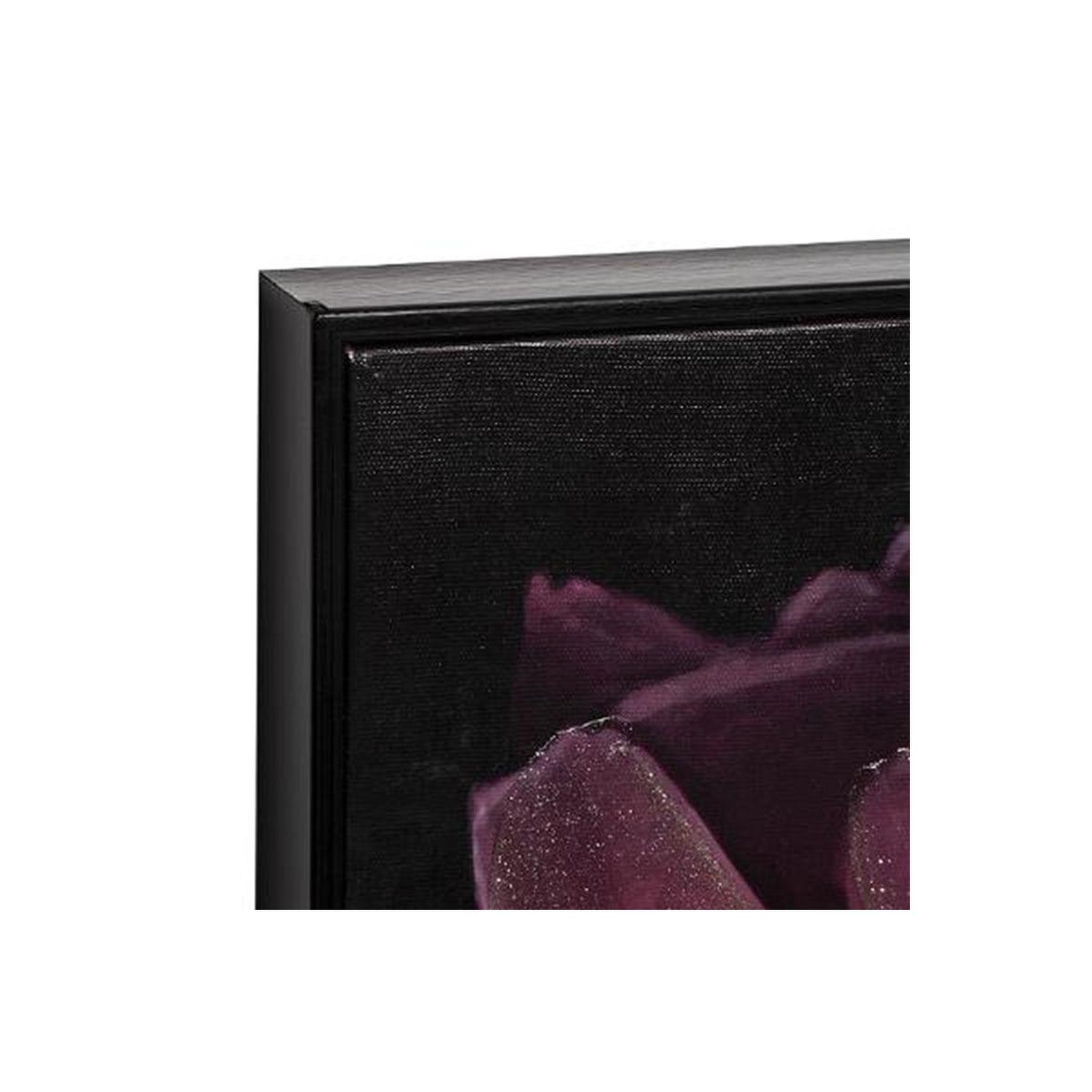 Voir la diapositive 2 : ATMOSPHERA Toile peinte déco  cadre fleur  58x58cm noir