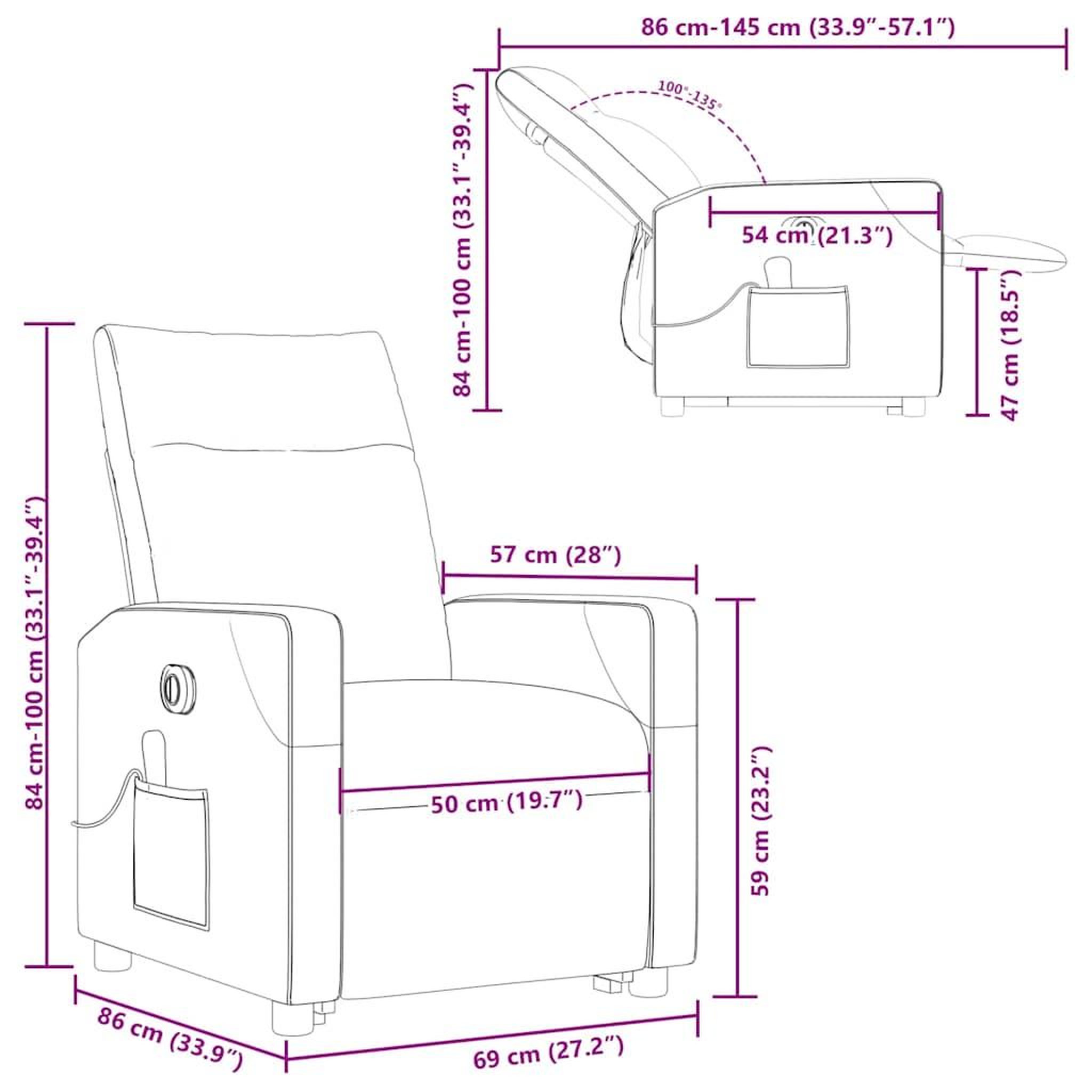 Voir la diapositive 6 : VIDAXL Fauteuil inclinable de massage electrique bleu tissu