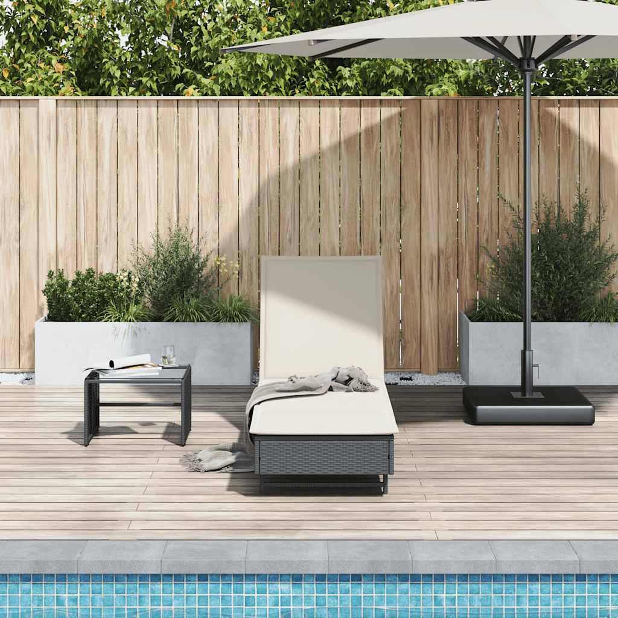 Voir la diapositive 3 : VIDAXL Chaise longue avec roues et coussin marron resine tressee