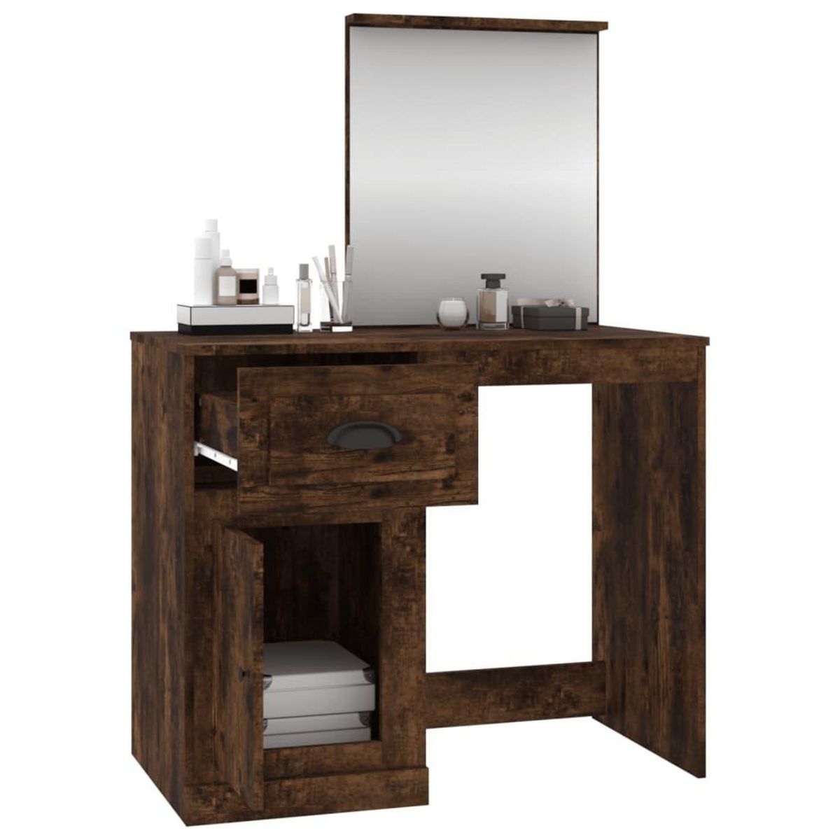 VIDAXL Coiffeuse et miroir chene fume 90x50x132,5 cm bois d'ingenierie