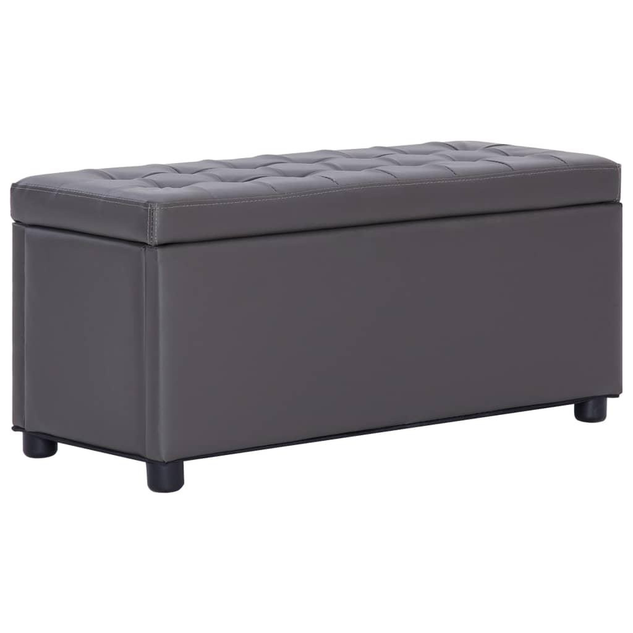 VIDAXL Pouf de rangement 87,5 cm Gris Similicuir