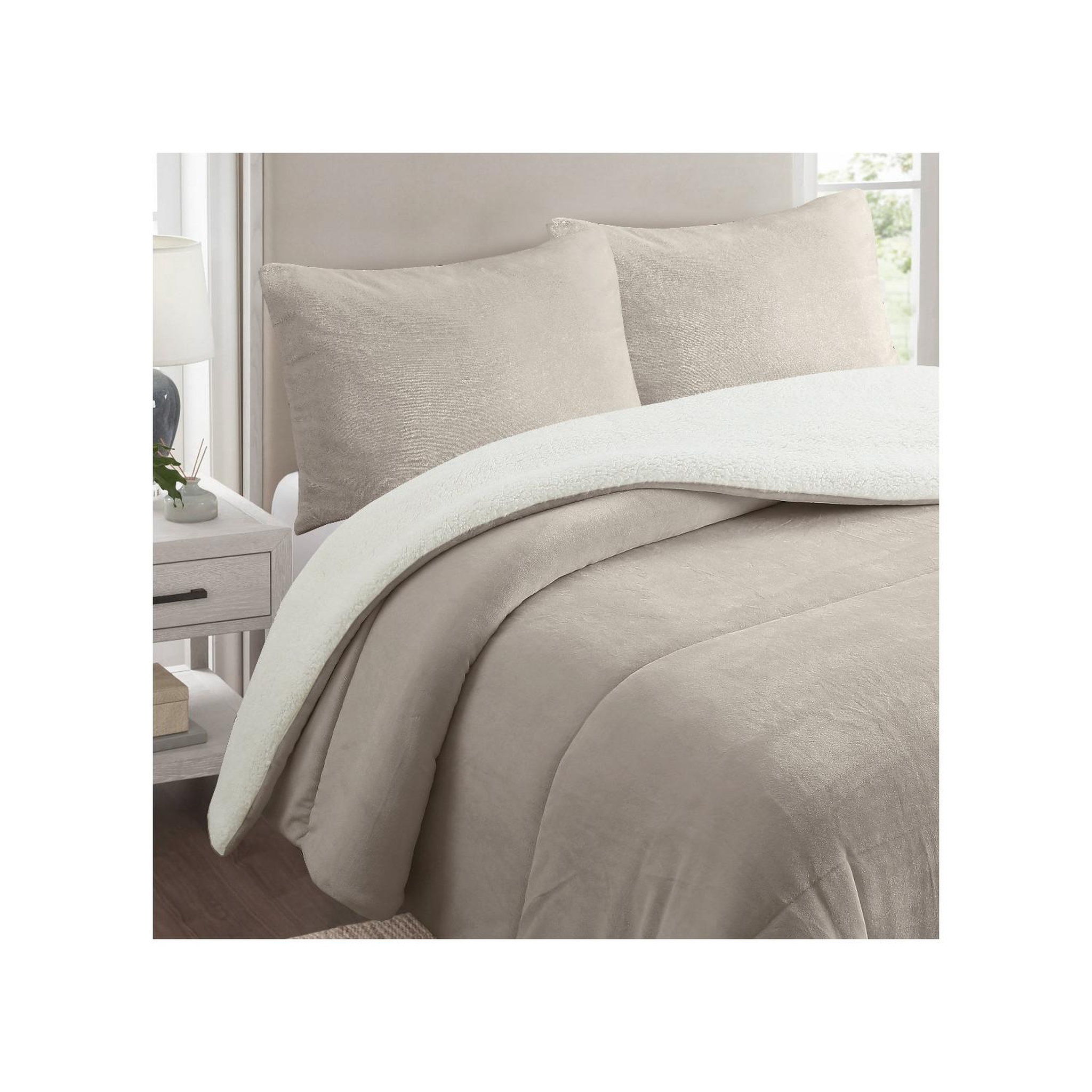 Voir la diapositive 1 : SOLEIL D'OCRE Couette polaire microfibre doublé sherpa bicolore, par soleil d'ocre