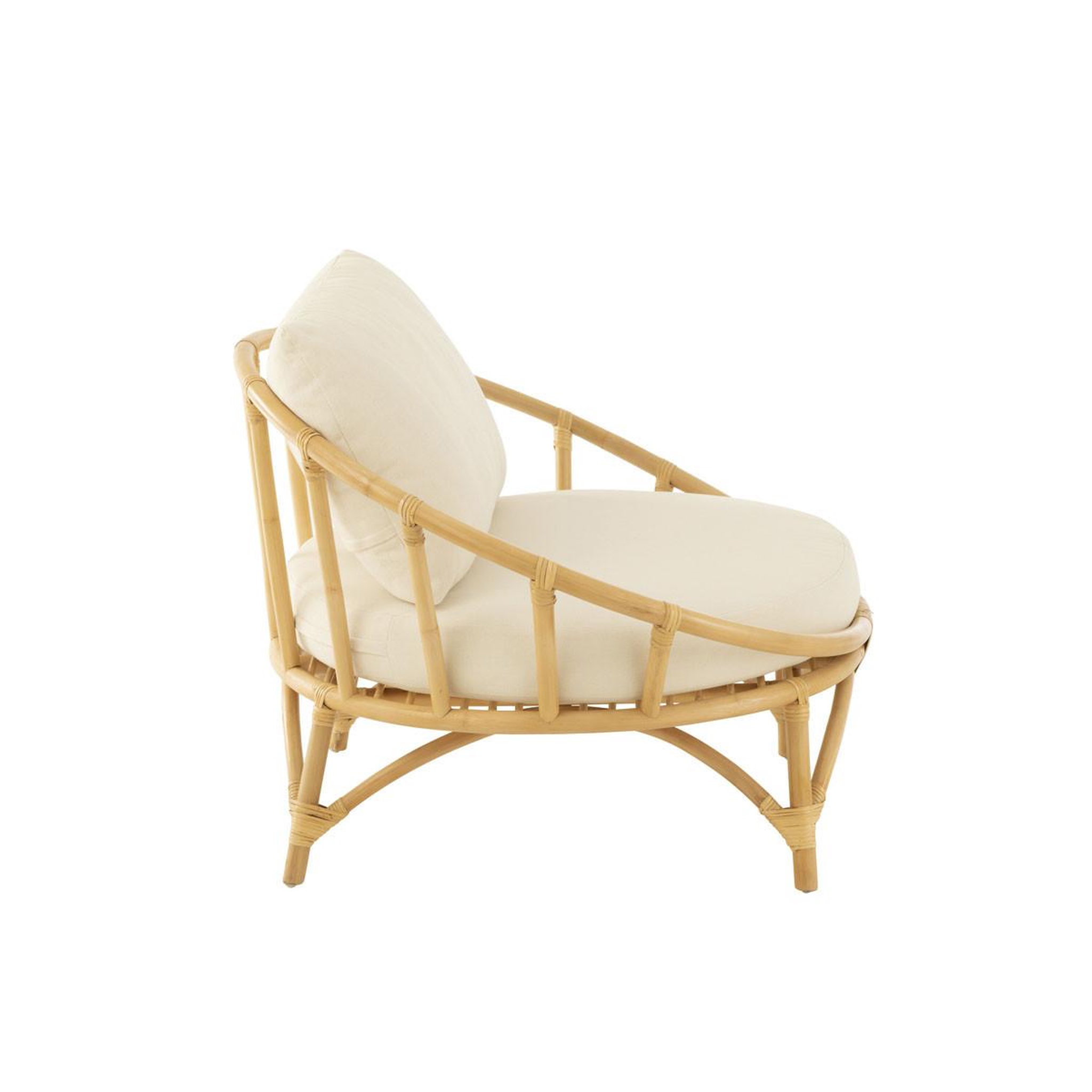 Voir la diapositive 3 : J-LINE Fauteuil Rond Rotin & Coussin  Howard  98cm Naturel